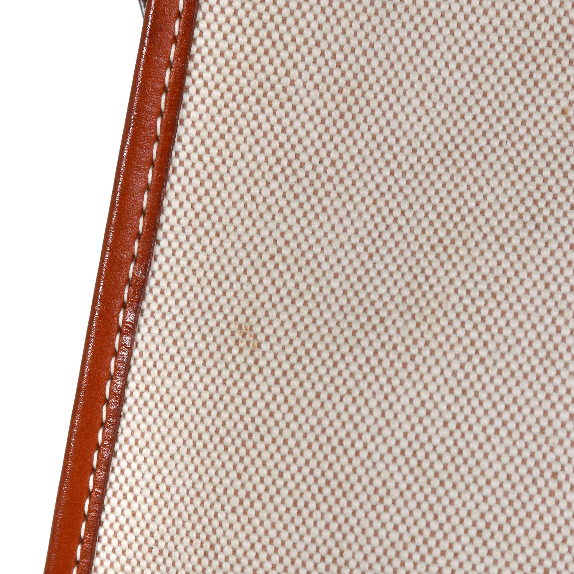 HERMÈS - Evelyne Hermès shoulder bag in gold leather and beige canvas