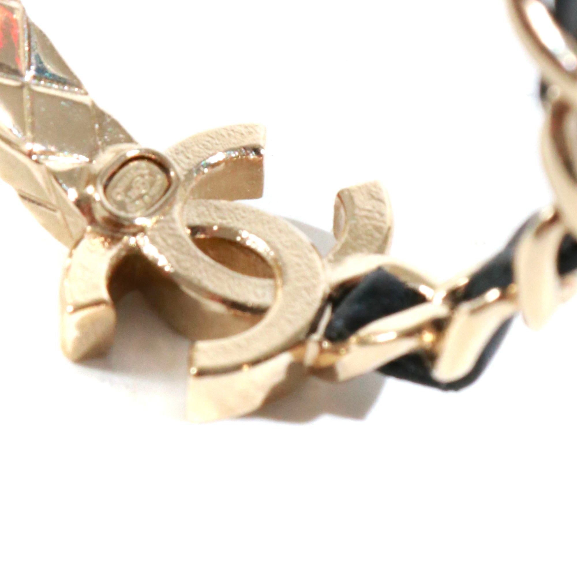 CHANEL - CC Chanel hoop earrings with champagne-colored rhinestones