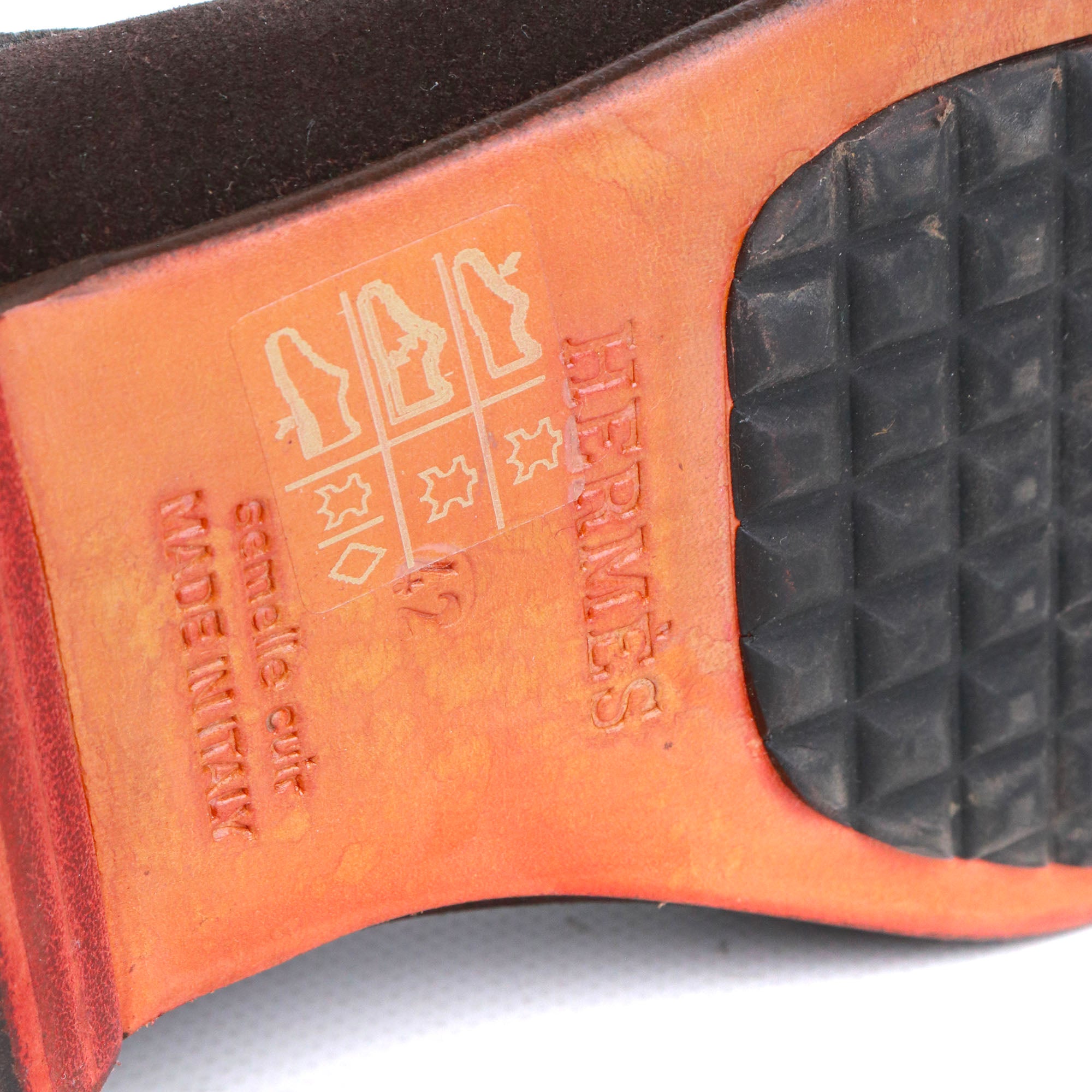 HERMÈS - Mocassins à lacets Hermès en daim marron (T42)
