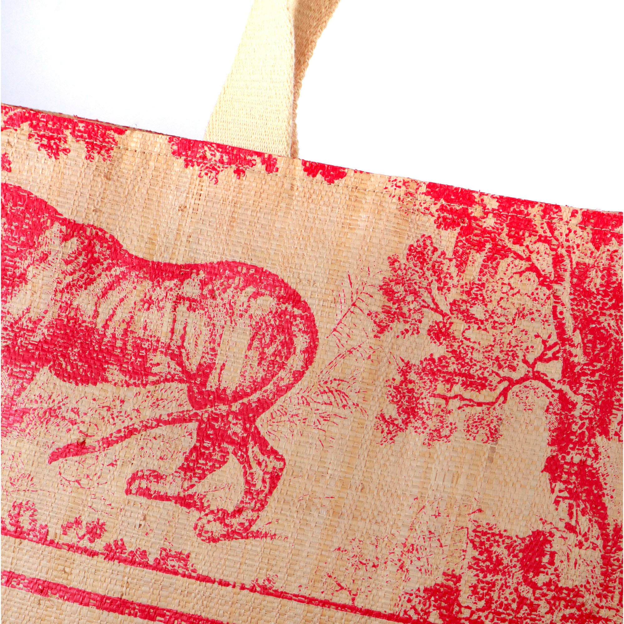 DIOR - Sac cabas Dioriviera Dior en raphia toile de jouy bordeaux