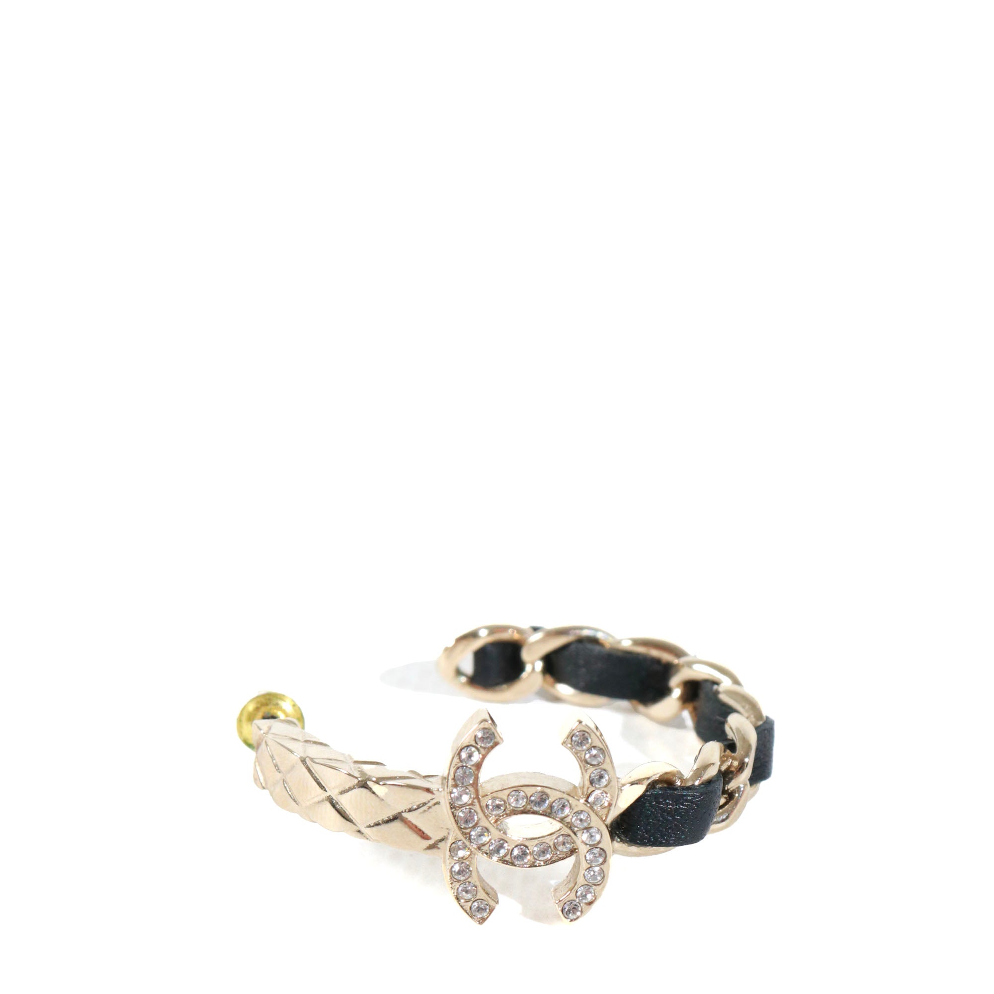 CHANEL - CC Chanel hoop earrings with champagne-colored rhinestones