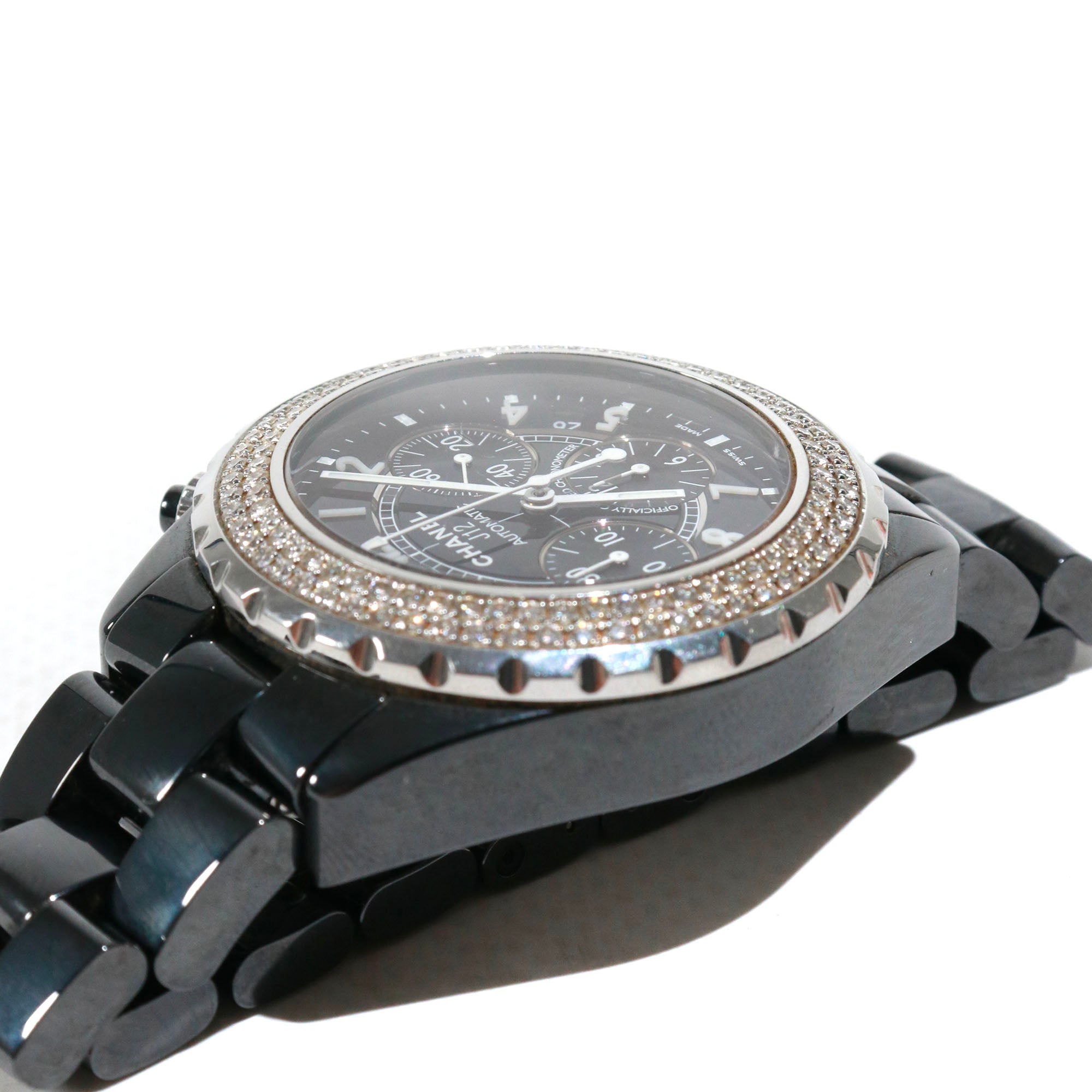 CHANEL - Chanel J12 watch in black ceramic and diamonds 