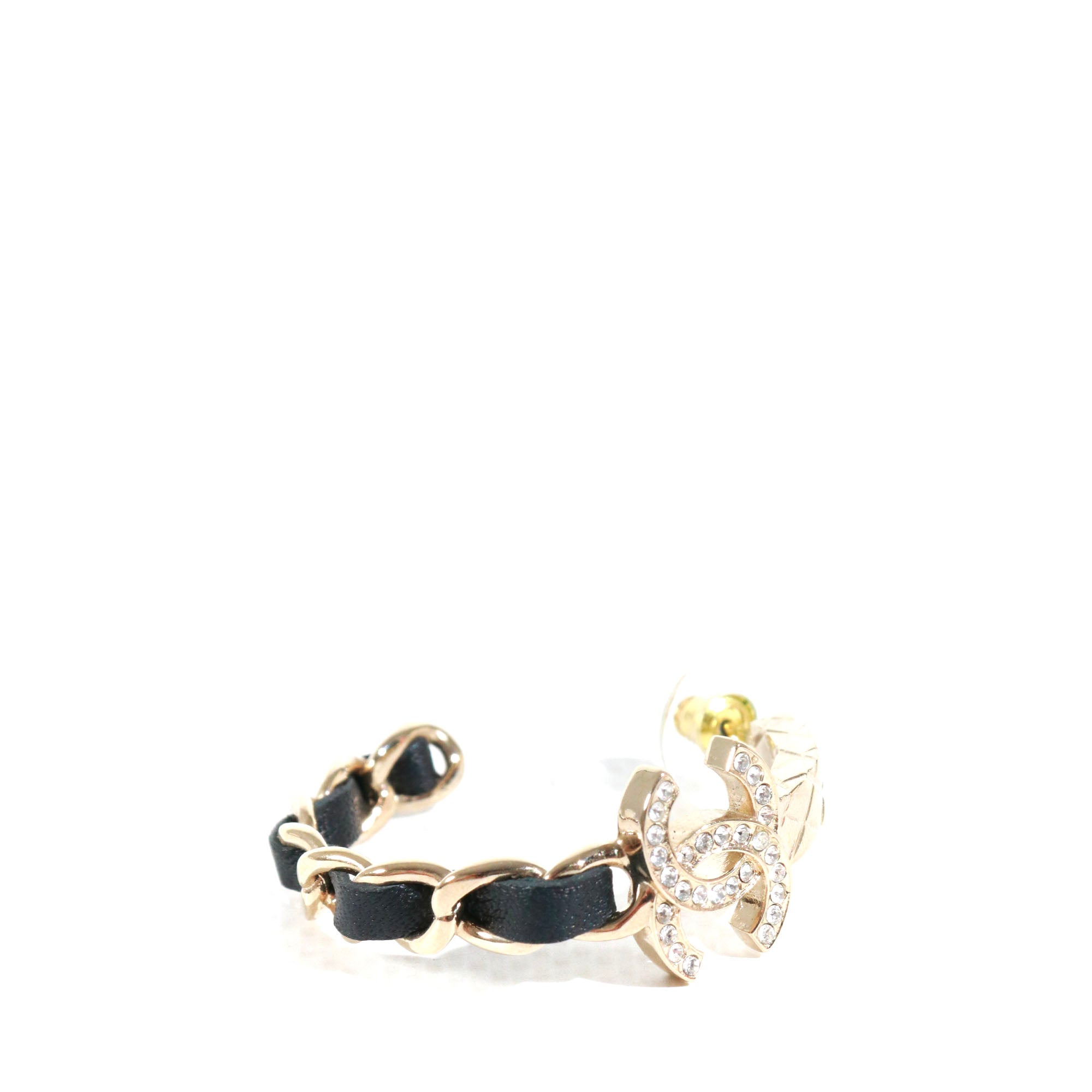 CHANEL - CC Chanel hoop earrings with champagne-colored rhinestones