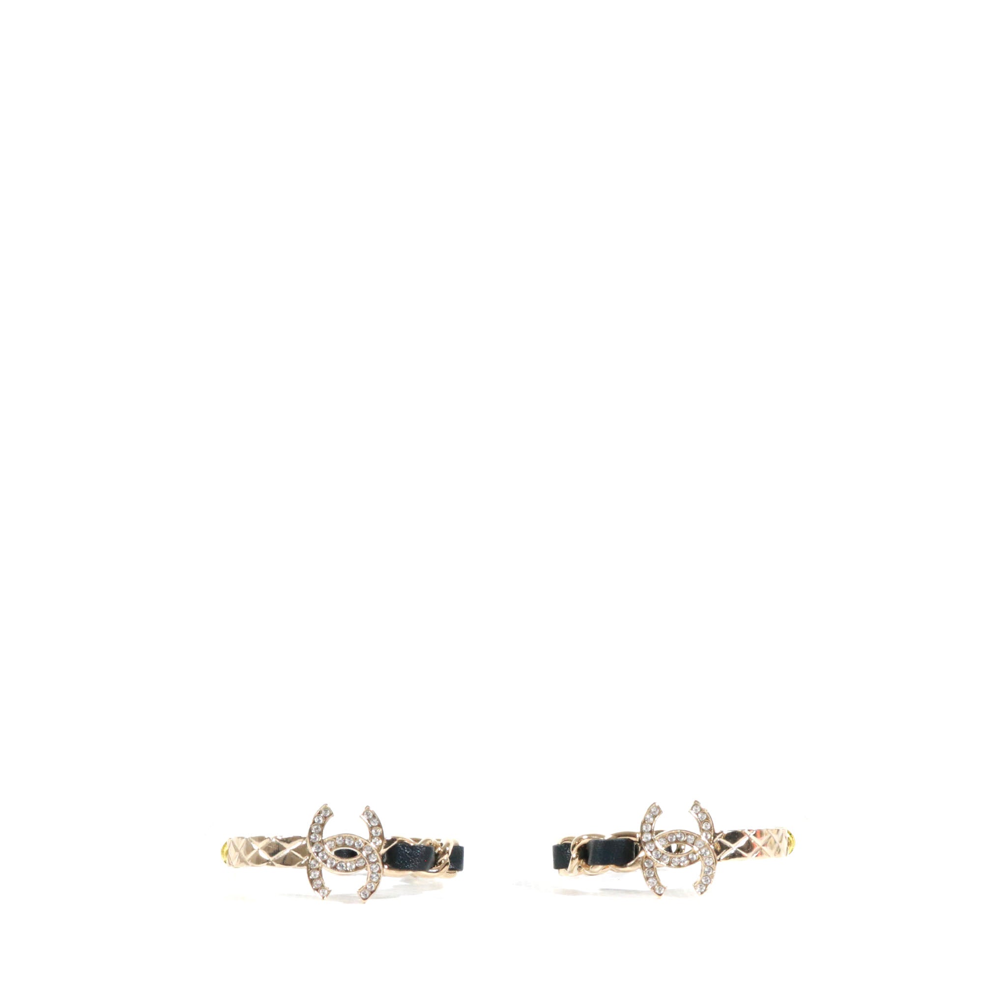 CHANEL - CC Chanel hoop earrings with champagne-colored rhinestones