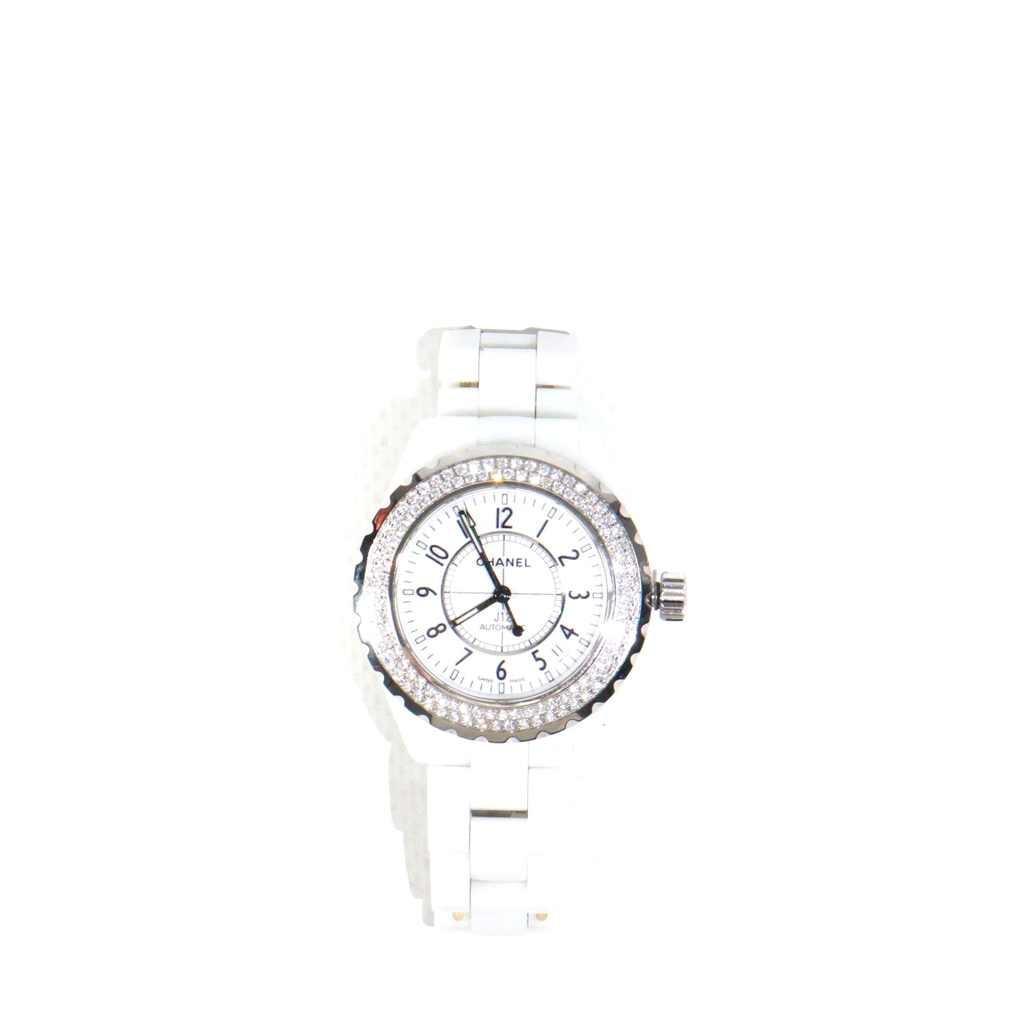 CHANEL - Montre J12 Chanel en céramique blanche et diamants