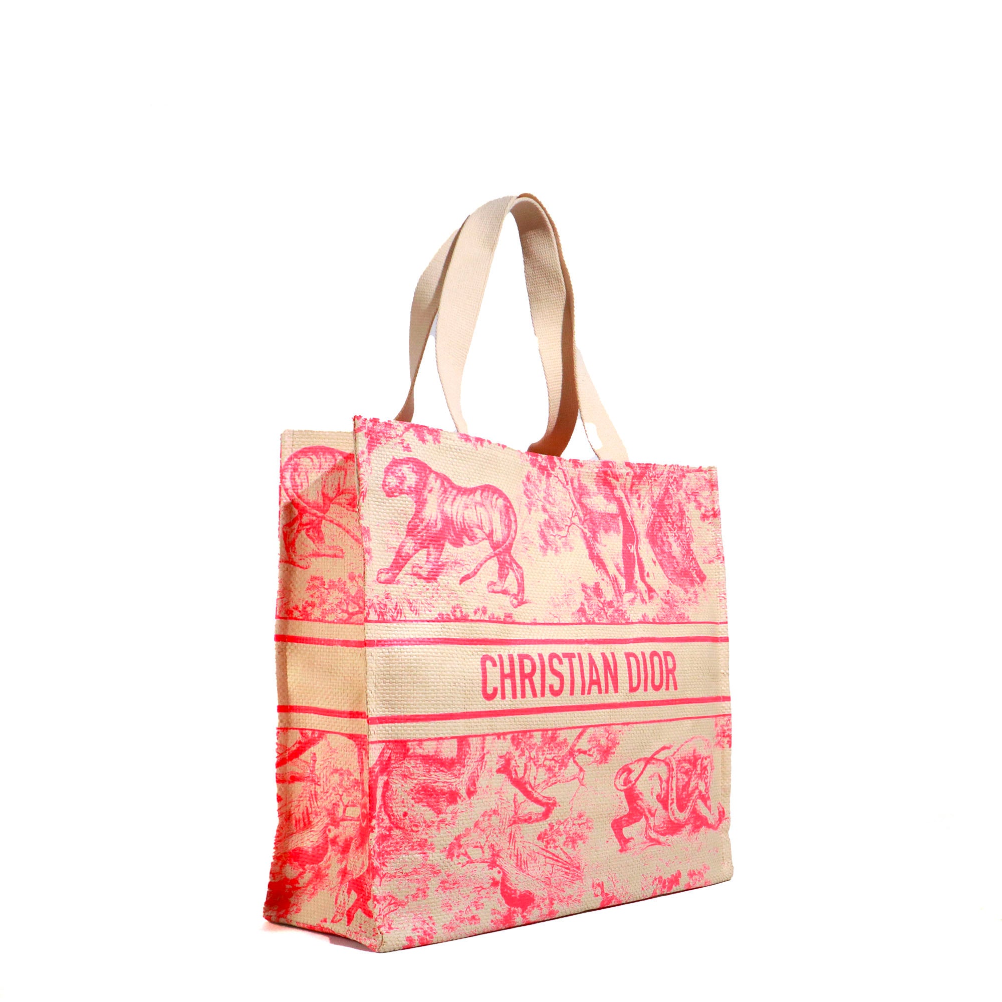 DIOR - Sac cabas Dioriviera Dior en raphia toile de jouy rose