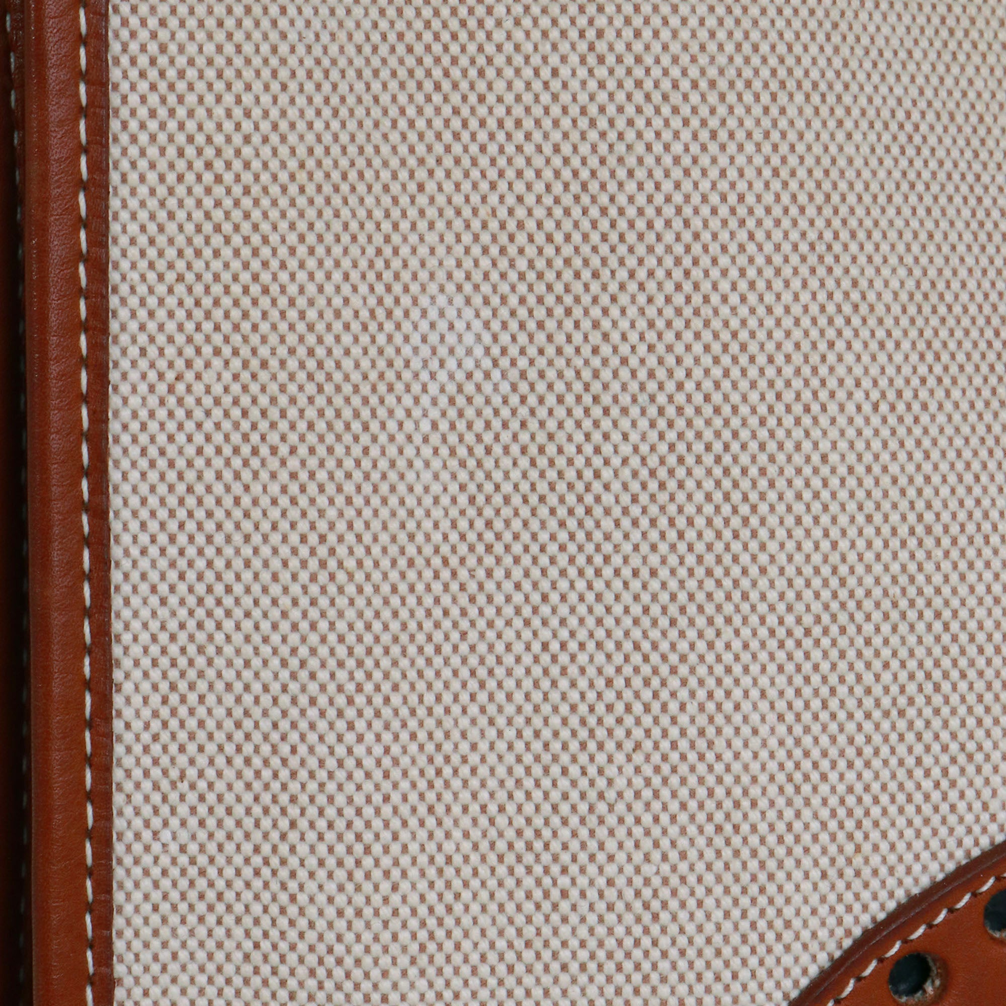 HERMÈS - Evelyne Hermès shoulder bag in gold leather and beige canvas