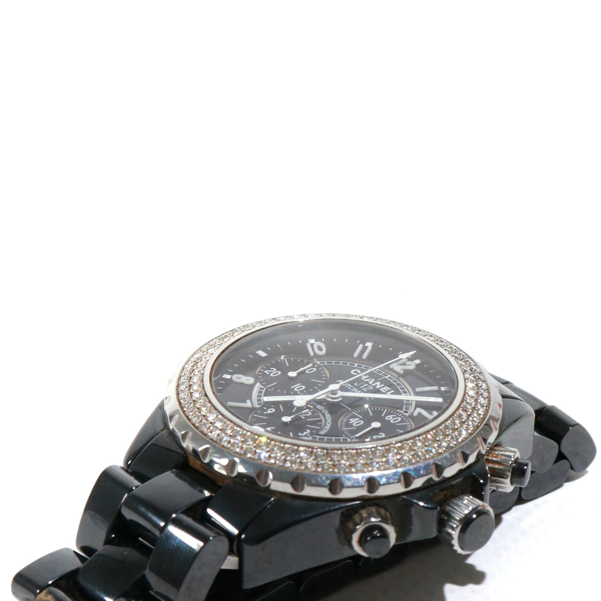 CHANEL - Chanel J12 watch in black ceramic and diamonds 