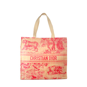 DIOR - Sac cabas Dioriviera Dior en raphia toile de jouy bordeaux