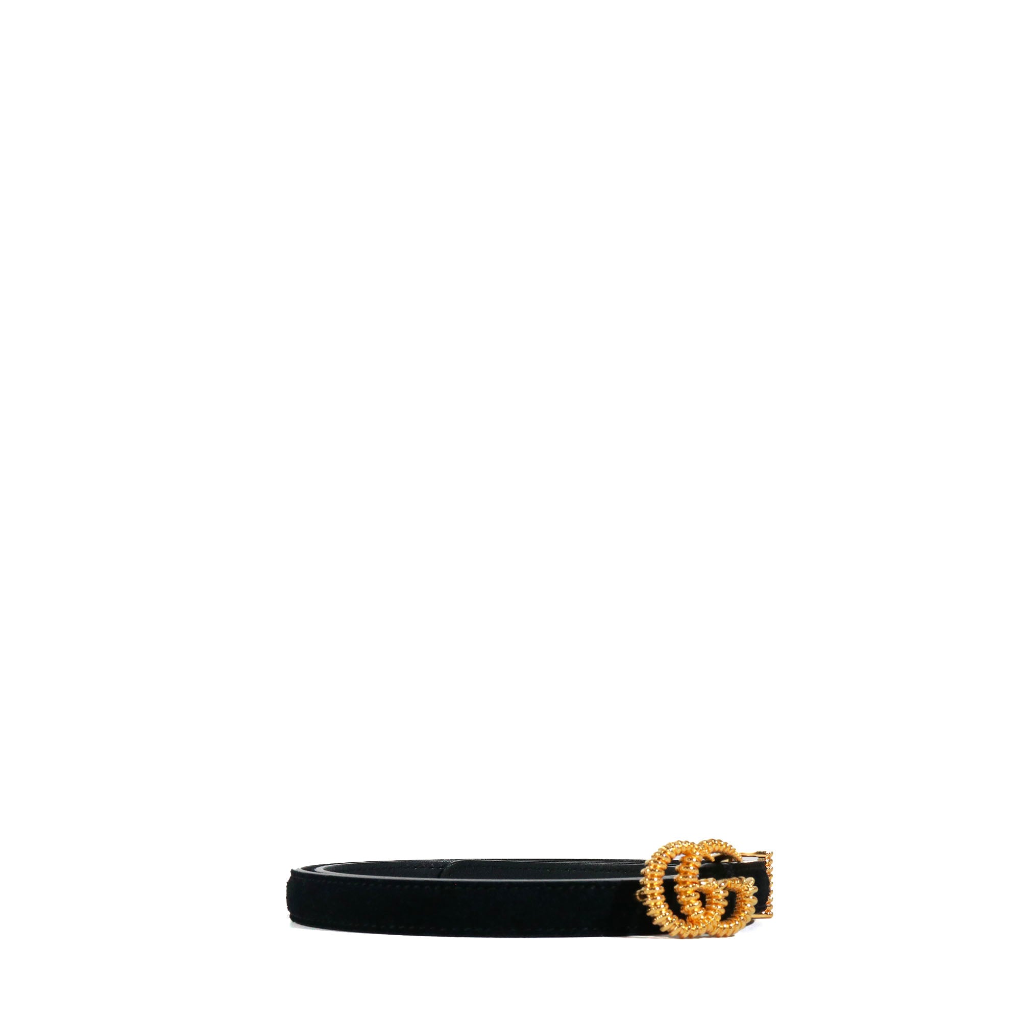 GUCCI - Gucci fine GG Buckle Marmont belt in black suede (T80)