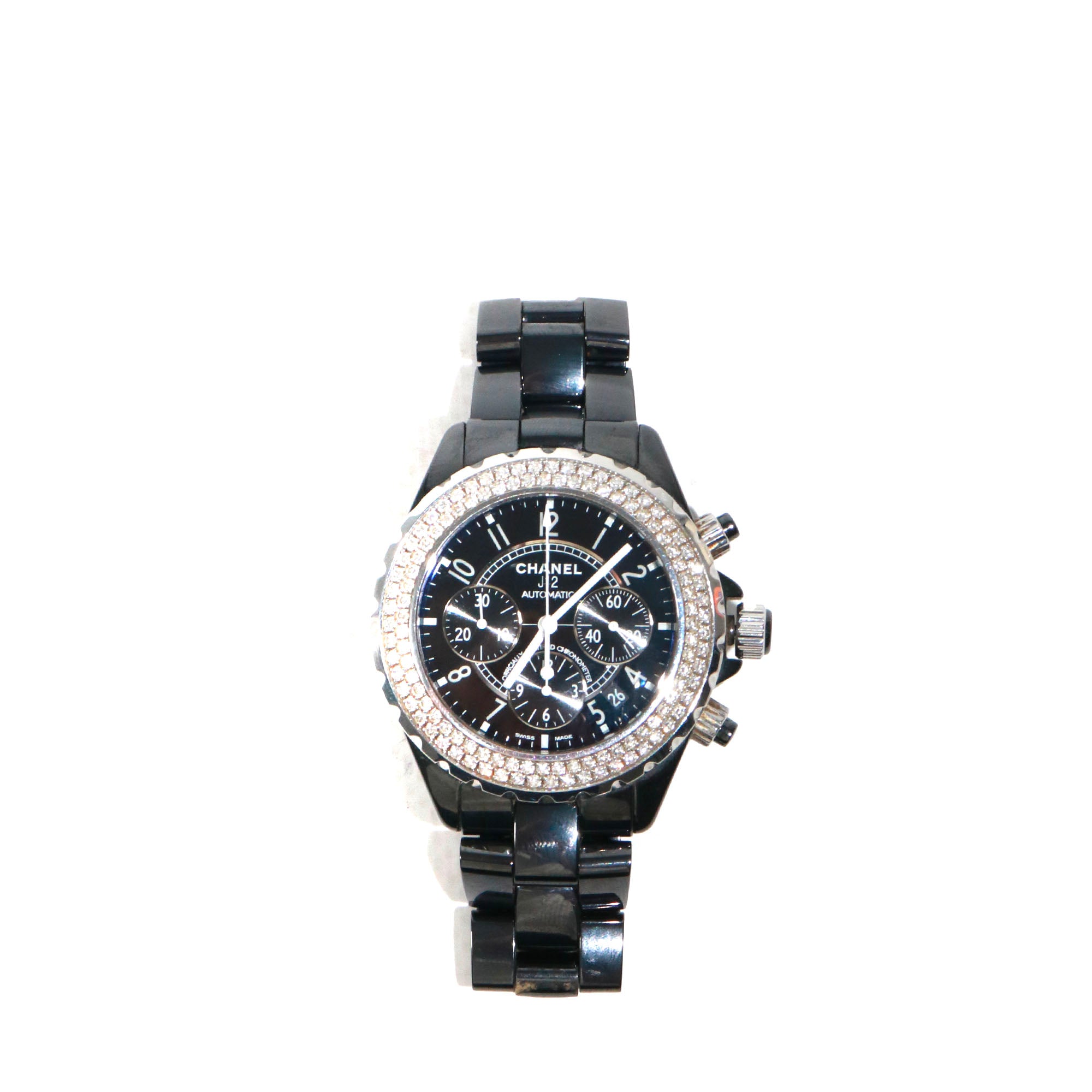 CHANEL - Chanel J12 watch in black ceramic and diamonds 