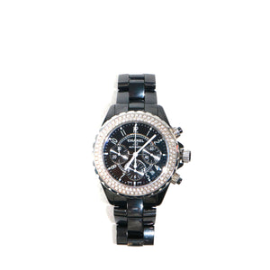 CHANEL - Montre J12 Chanel en céramique noire et diamants