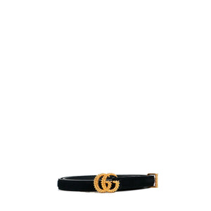 GUCCI - Gucci fine GG Buckle Marmont belt in black suede (T80)