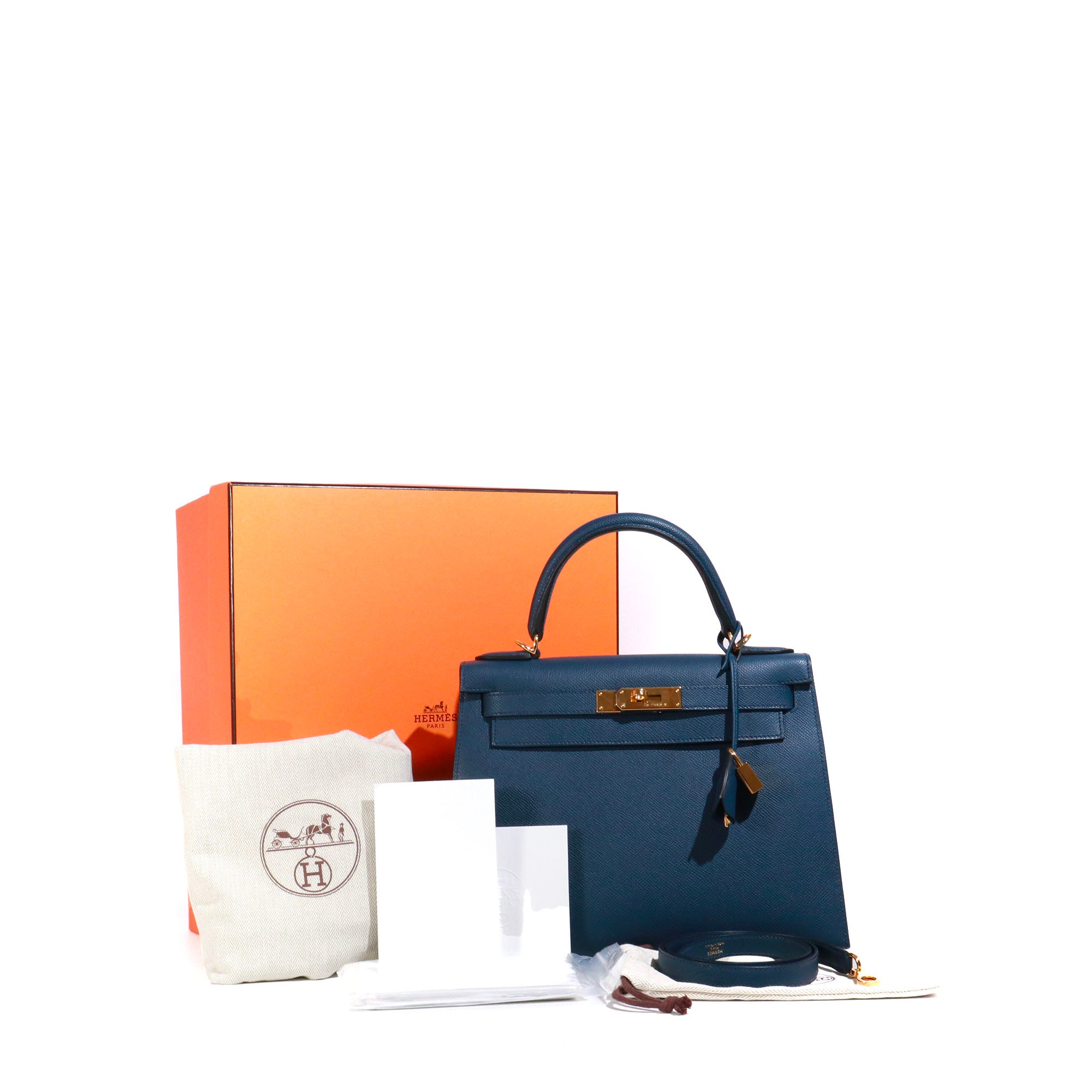 HERMÈS - Hermès Sellier Kelly 28 handbag in Prussian Blue Epsom leather