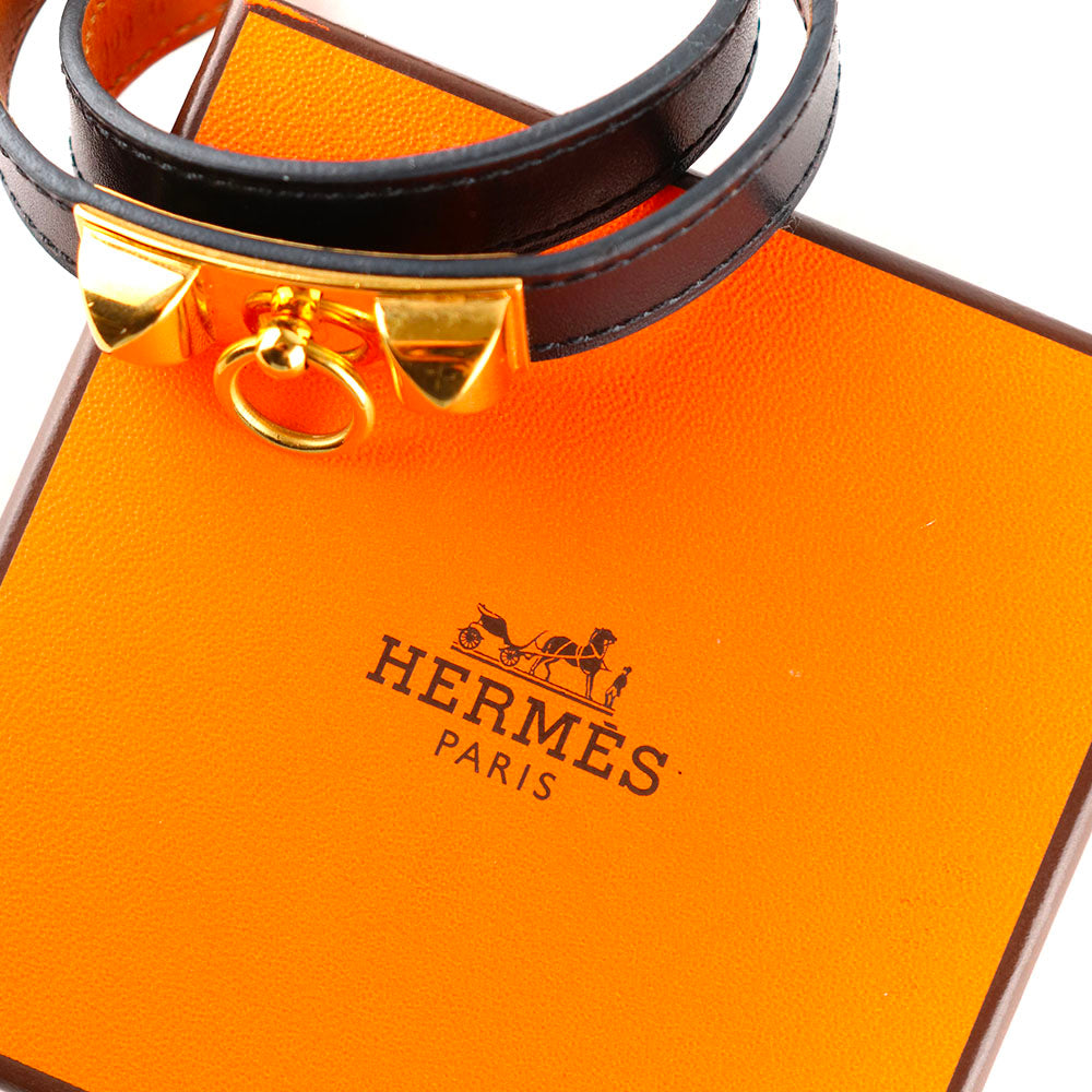 HERMÈS - Rivale double tour bracelet in black leather