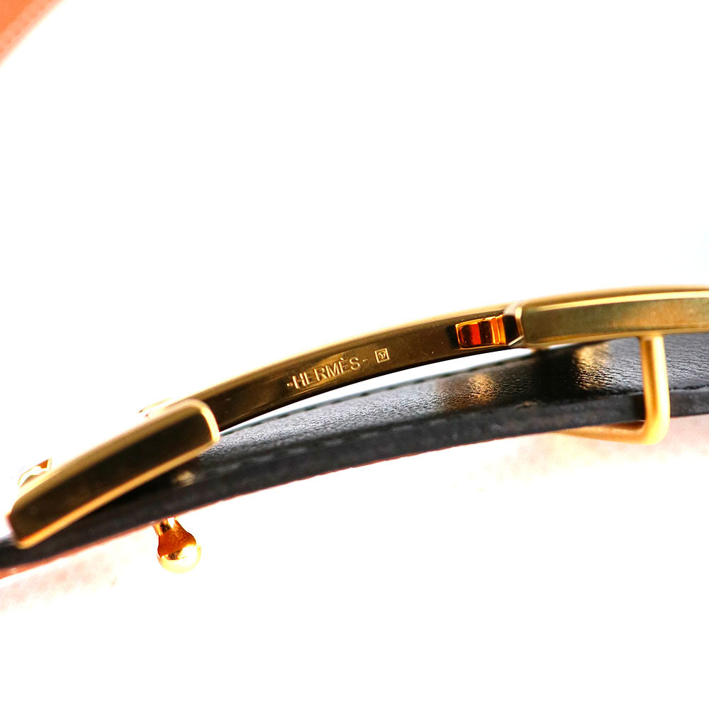 HERMÈS - Ceinture réversible H avec boucle dorée (T90)