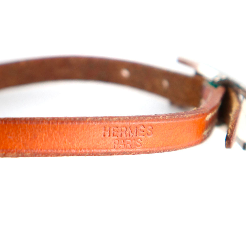 HERMÈS - Bracelet Behapi Triple Tour en cuir marron