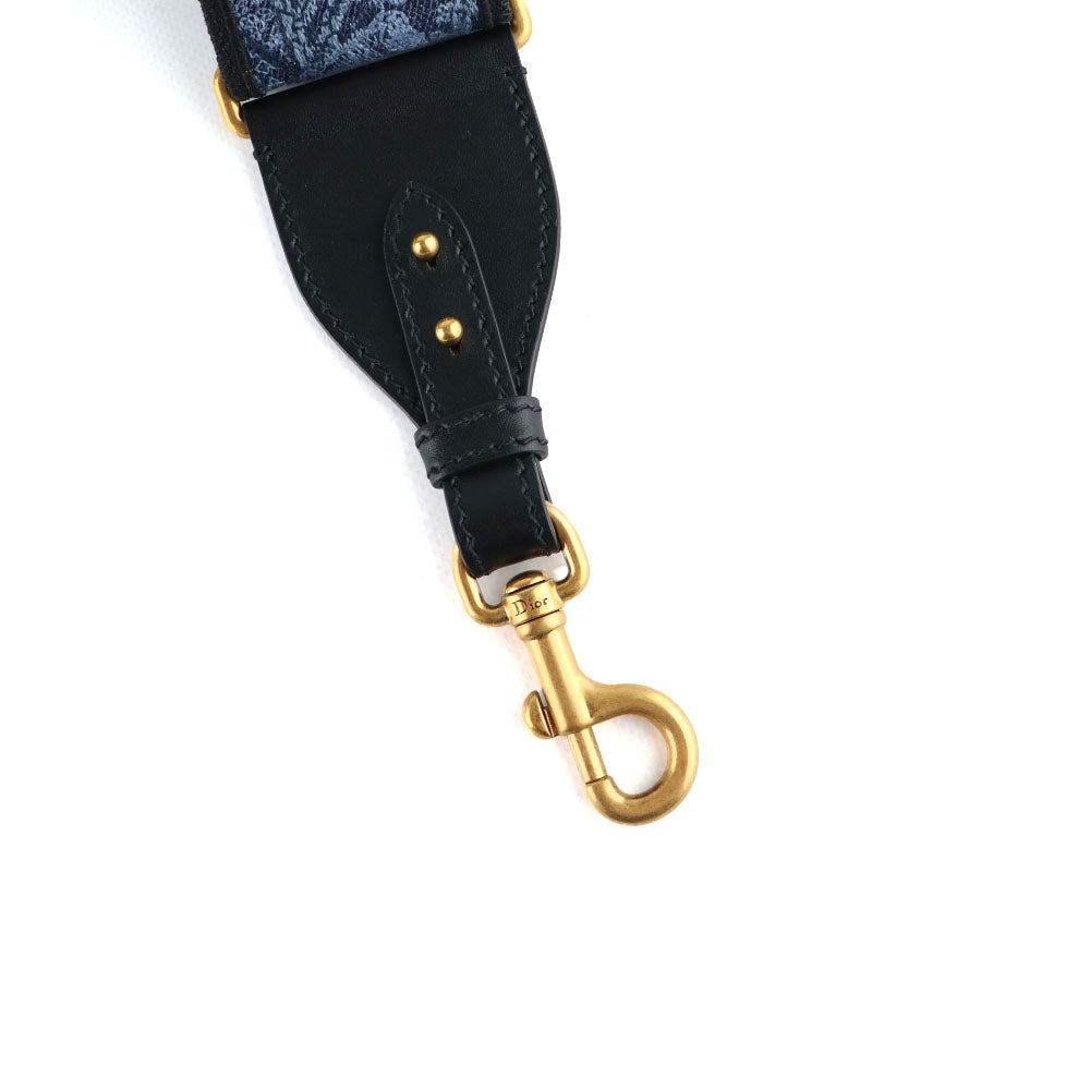 DIOR - Adjustable bag strap in navy blue and black canvas