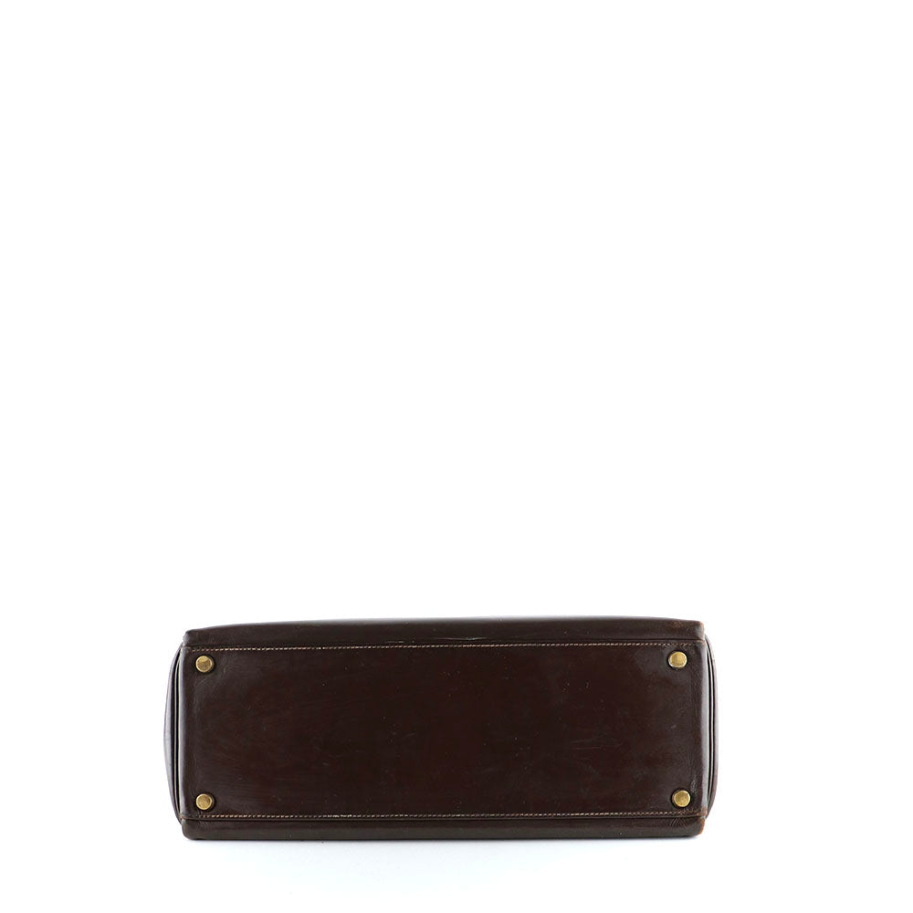 HERMÈS - Kelly 32 handbag in vintage chocolate box leather 