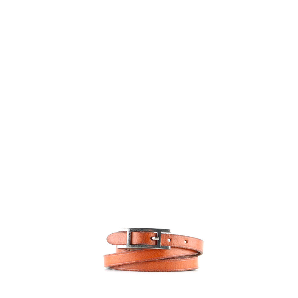 HERMÈS - Bracelet Behapi Triple Tour en cuir marron