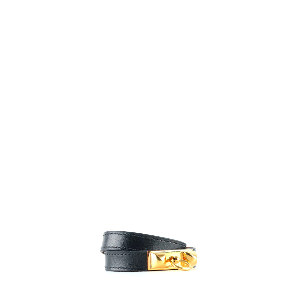 HERMÈS - Rivale double tour bracelet in black leather