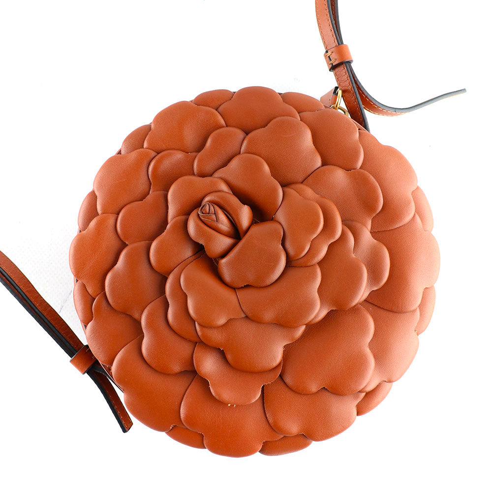 VALENTINO - Round Atelier Rose shoulder bag in brown leather