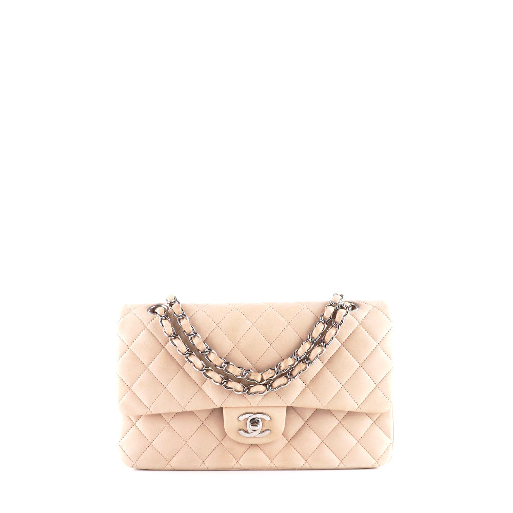 CHANEL - Timeless 25 double flap handbag in beige quilted leather