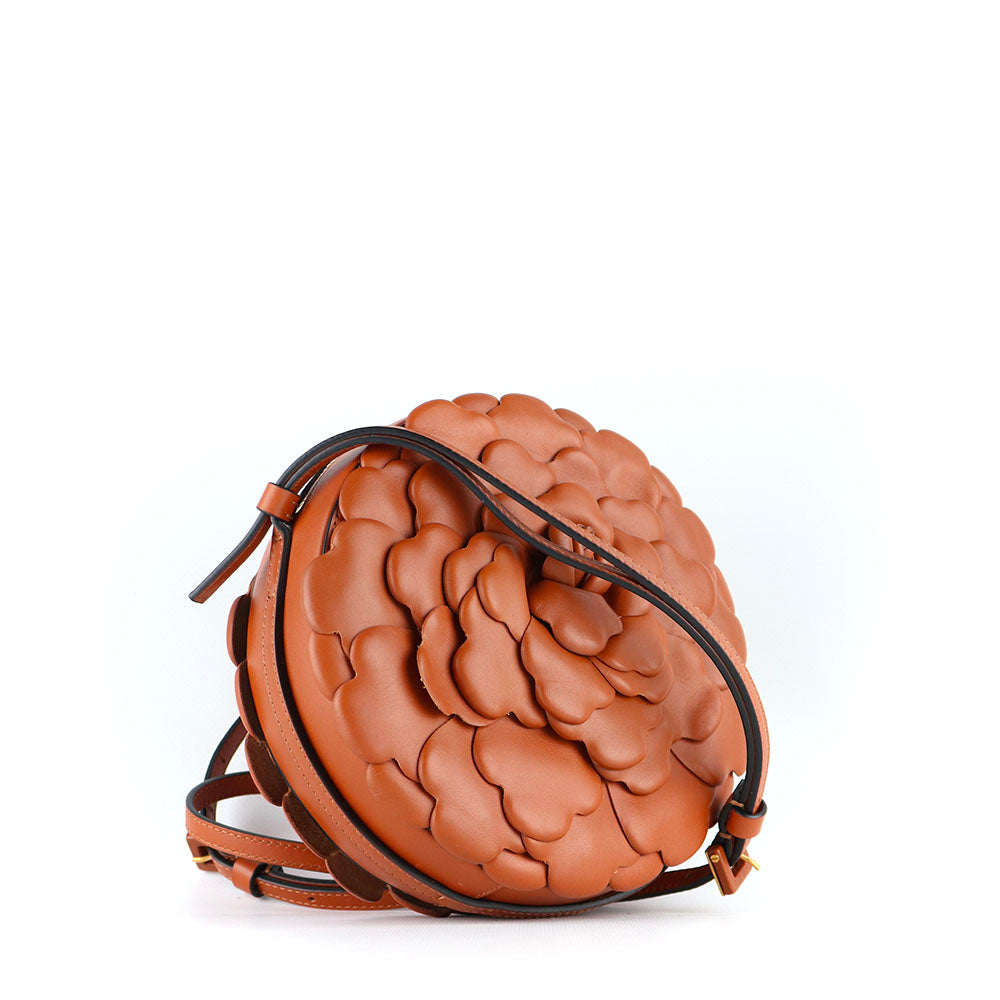 VALENTINO - Round Atelier Rose shoulder bag in brown leather