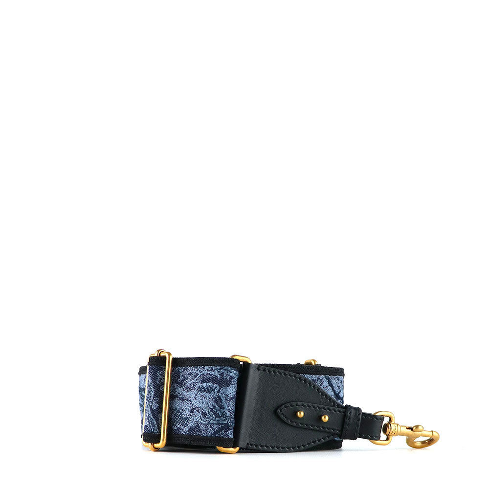 DIOR - Adjustable bag strap in navy blue and black canvas