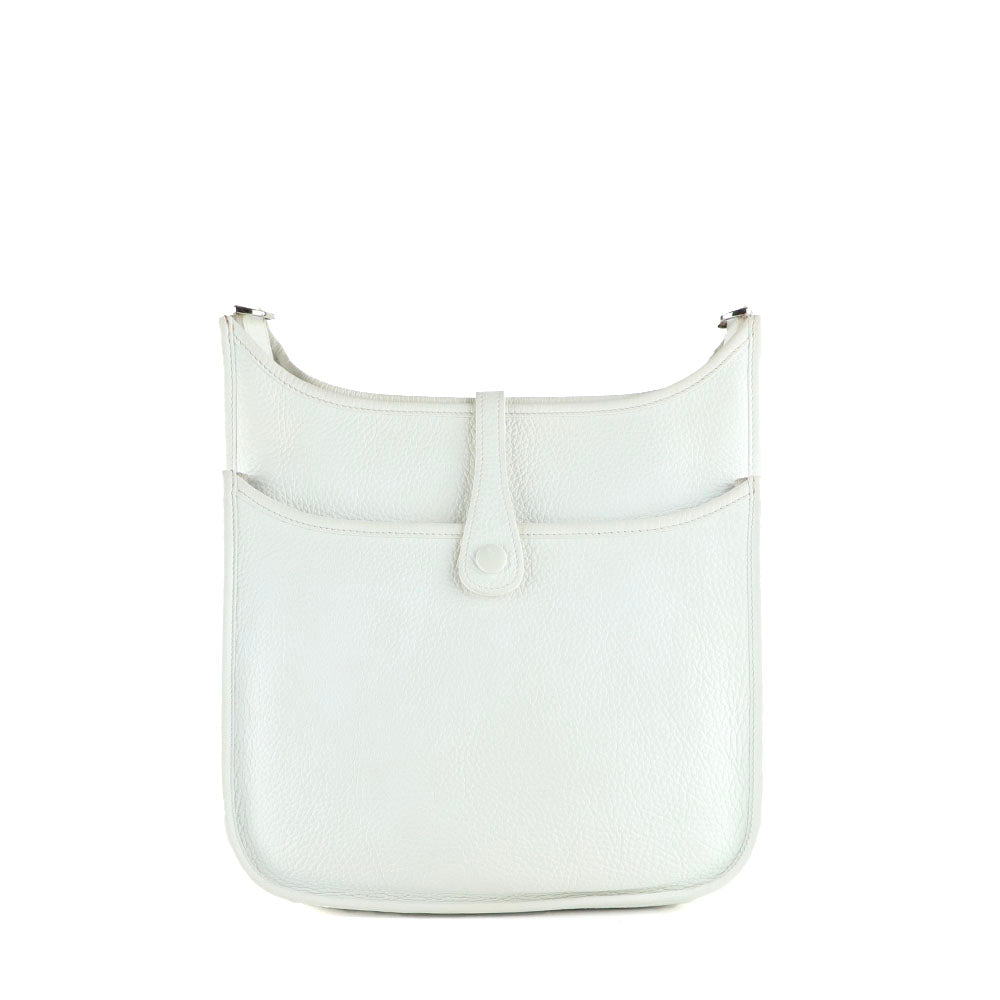 HERMÈS - Sac à bandoulière Evelyne 29 cuir Clémence blanc