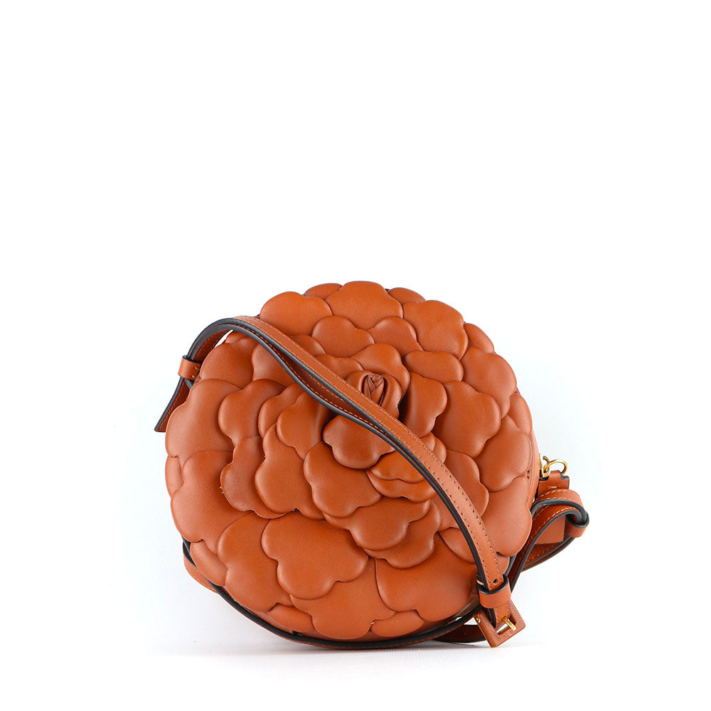 VALENTINO - Round Atelier Rose shoulder bag in brown leather