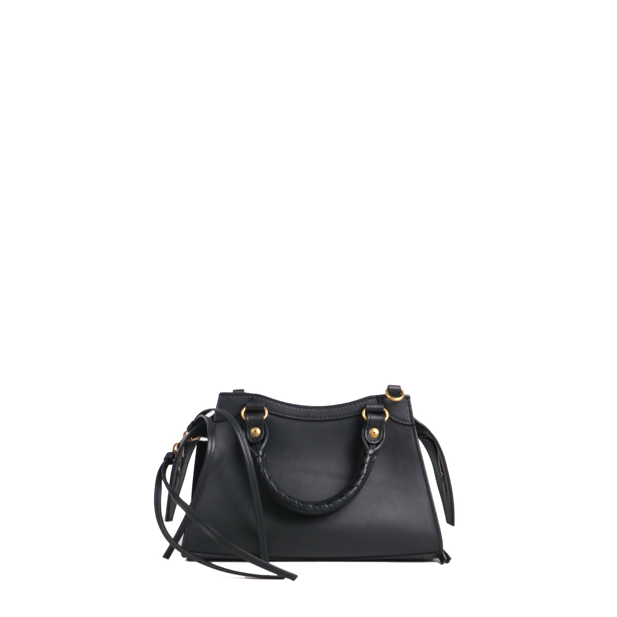 BALENCIAGA - Neo Classic nano shoulder bag in black grained leather