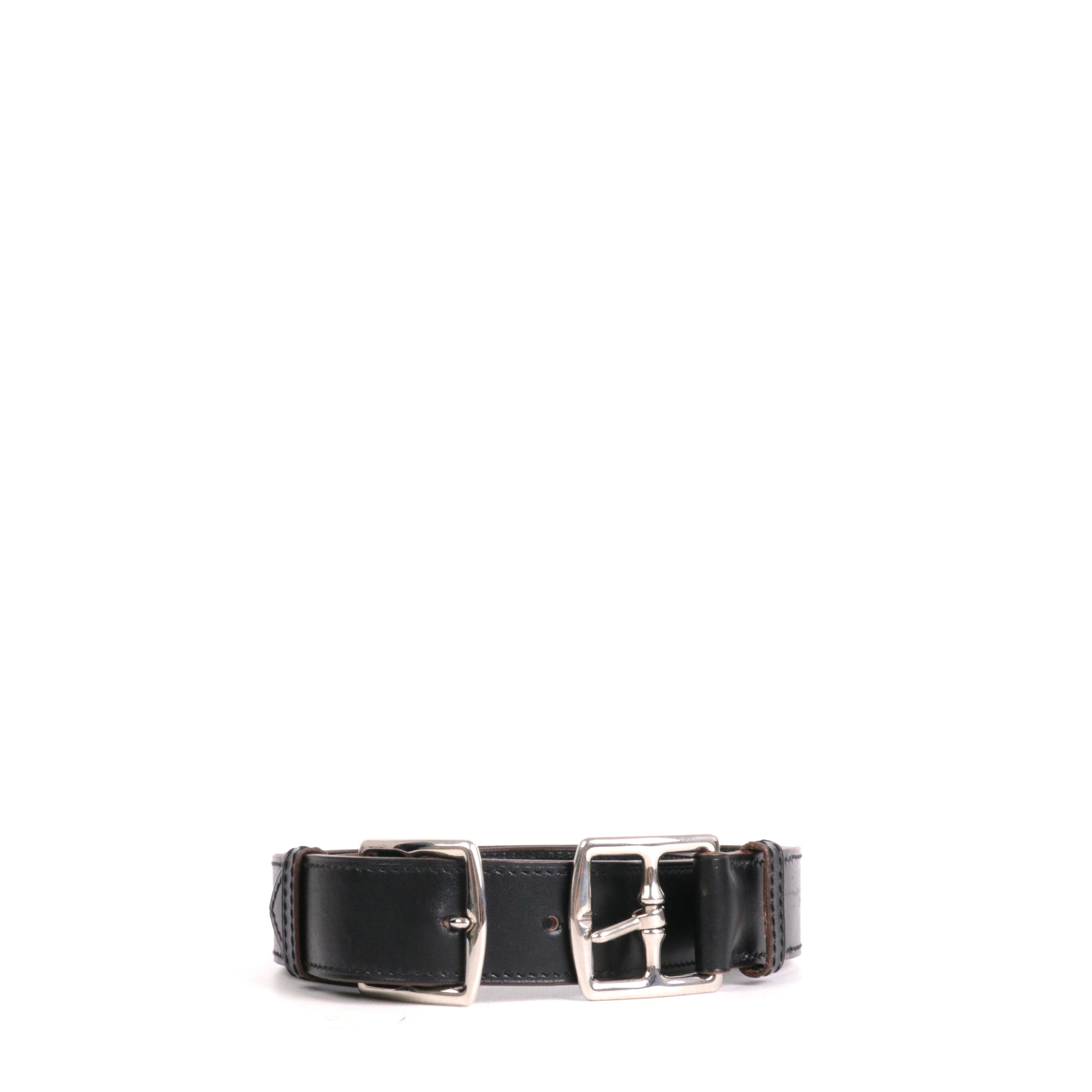 HERMÈS - Ceinture Etrivière Hermès en cuir noir (T75)