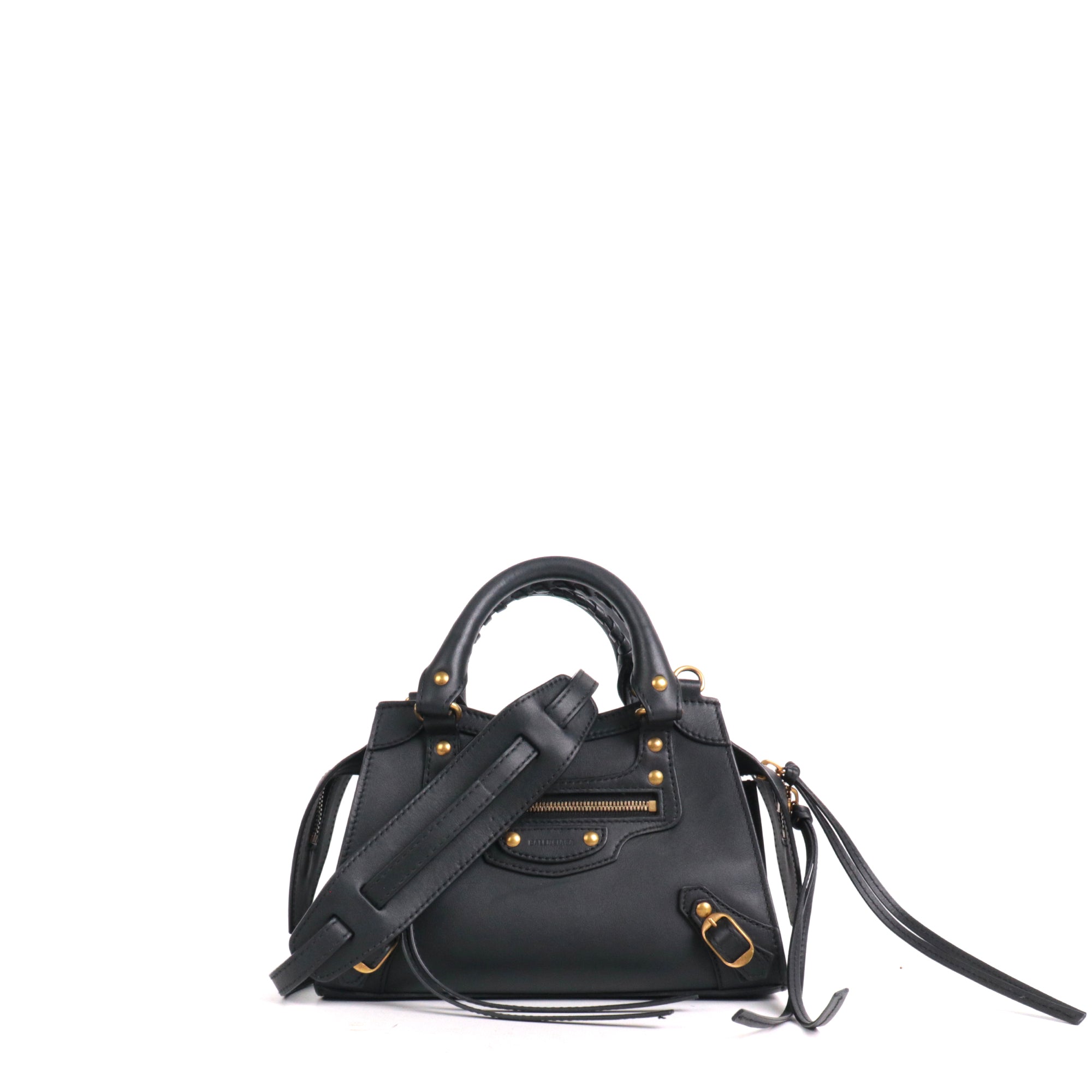 BALENCIAGA - Neo Classic nano shoulder bag in black grained leather