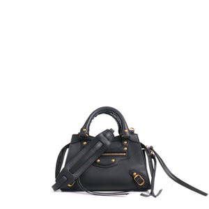 BALENCIAGA - Neo Classic nano shoulder bag in black grained leather
