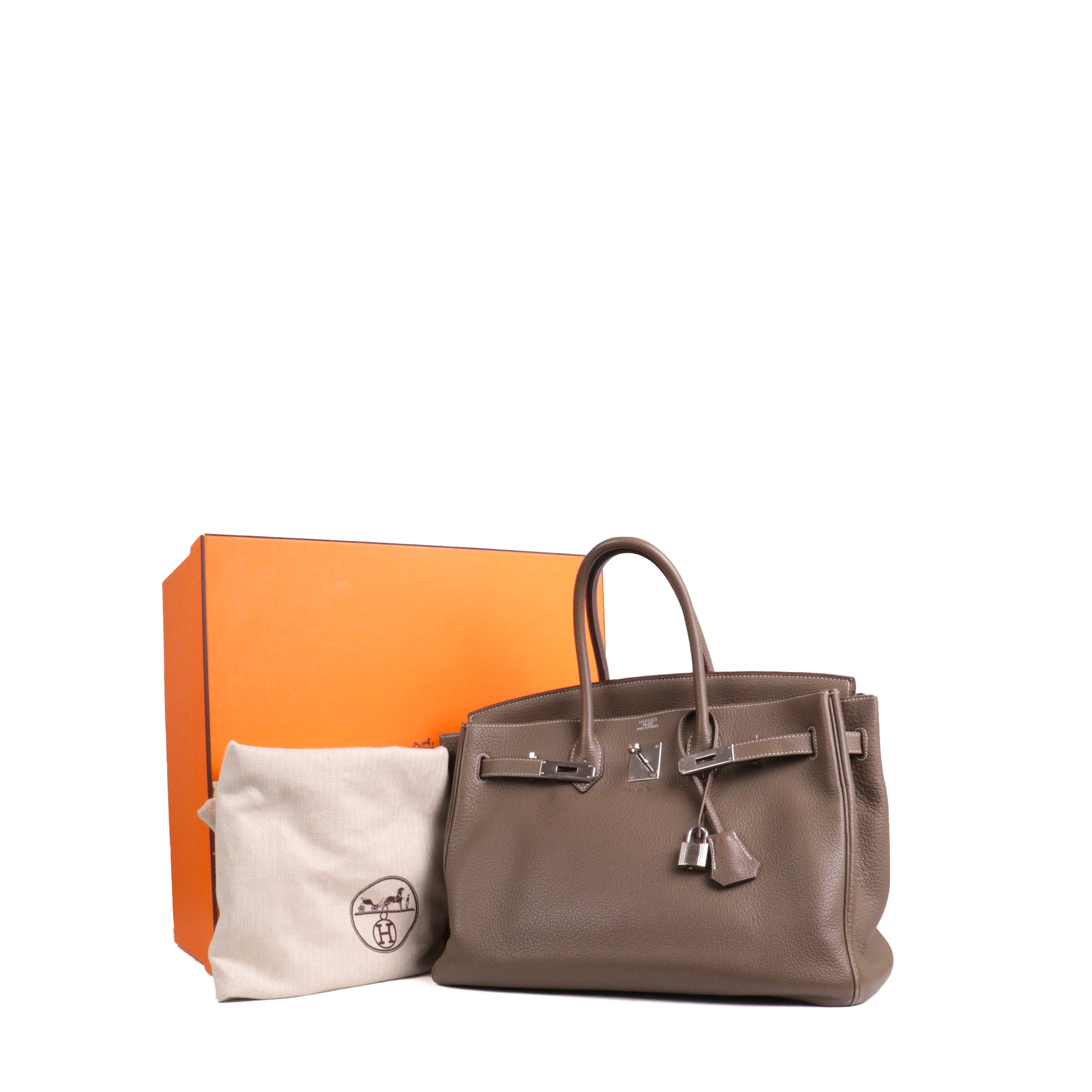 HERMÈS - Birkin 35 handbag in black togo leather 