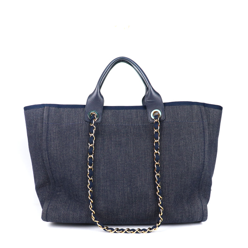 CHANEL - Sac cabas Deauville en toile bleu marine