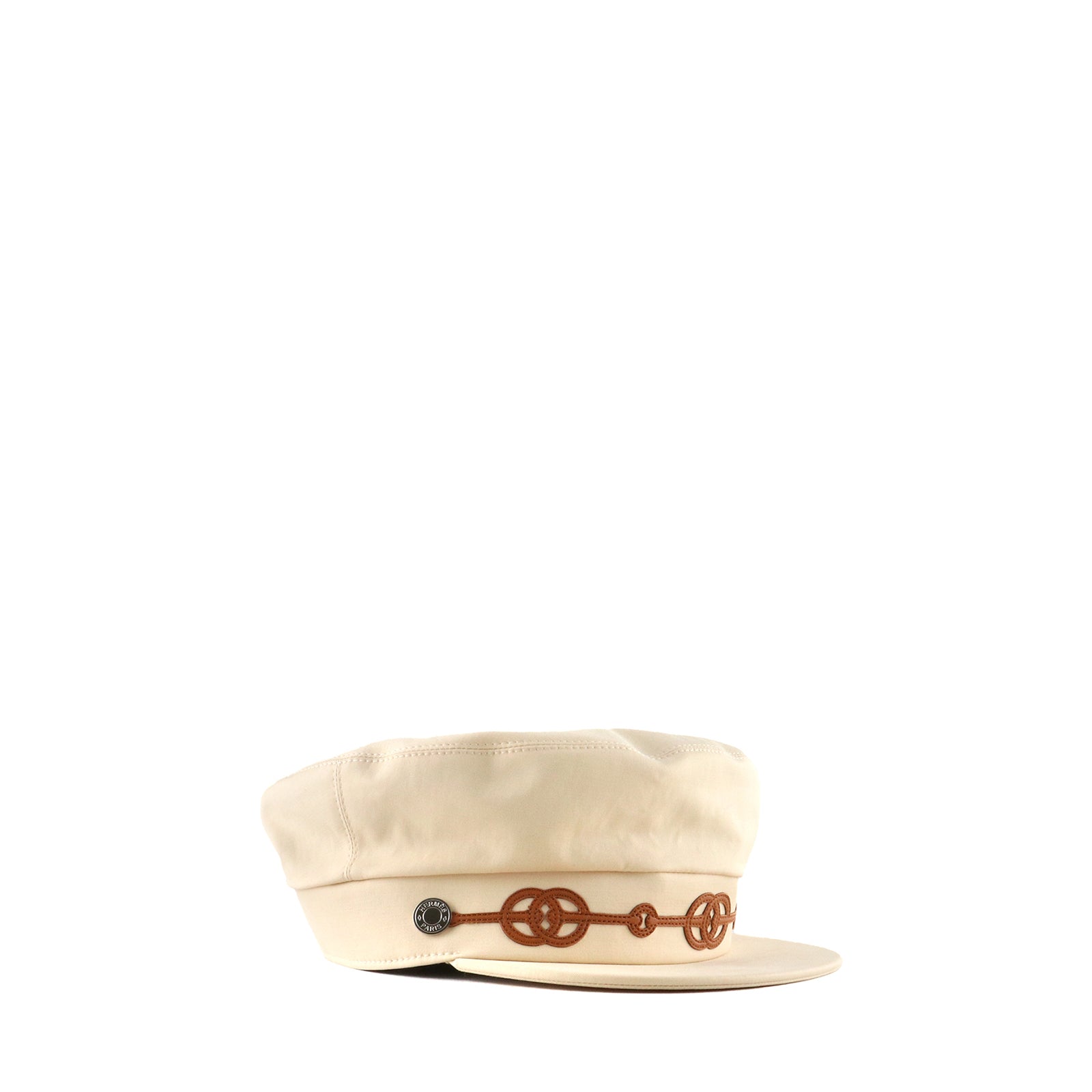 HERMÈS - Casquette Cabourg Cliquetis en coton beige (T59)