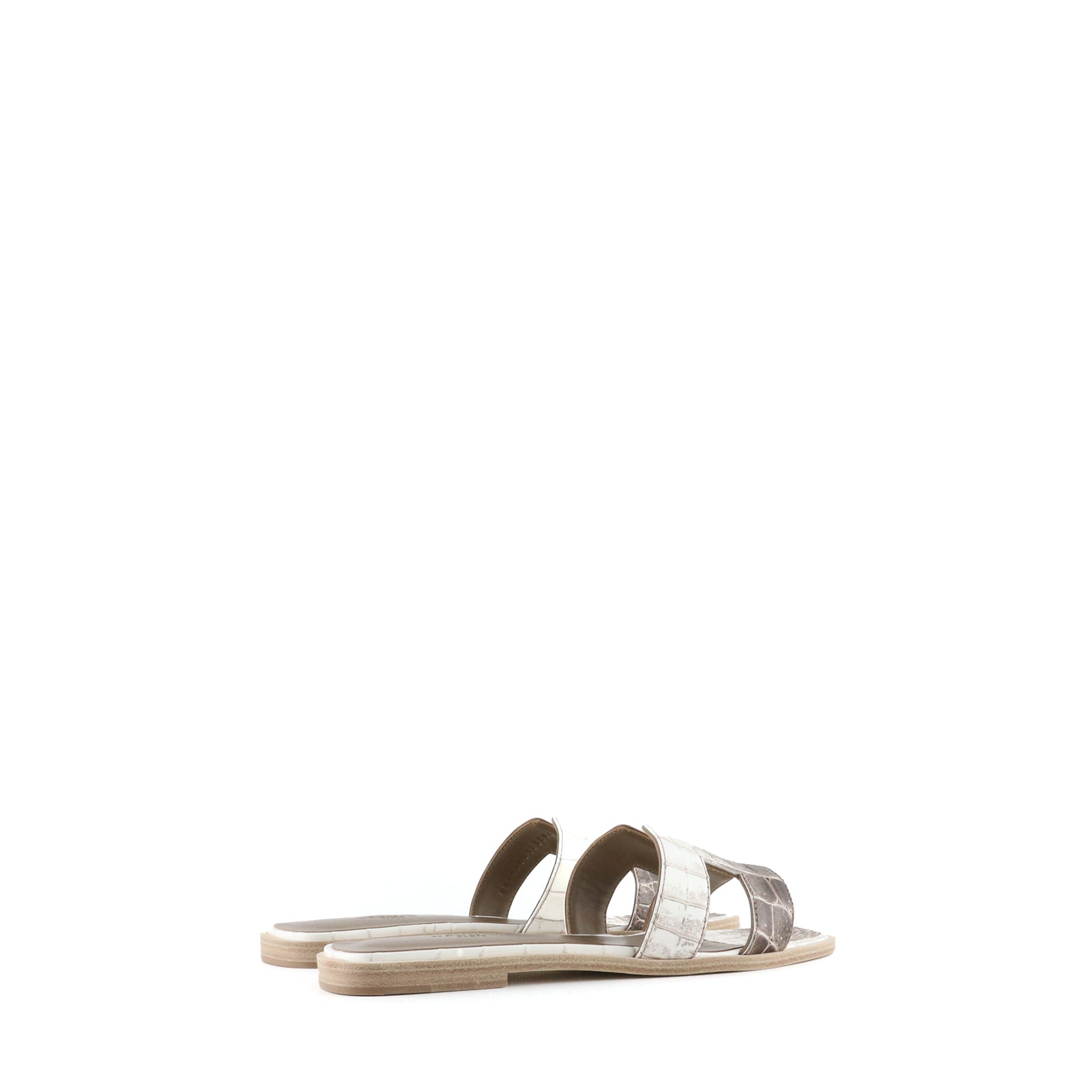 HERMÈS - Sandales Oran Himalaya en cuir exotique en alligator (T37)