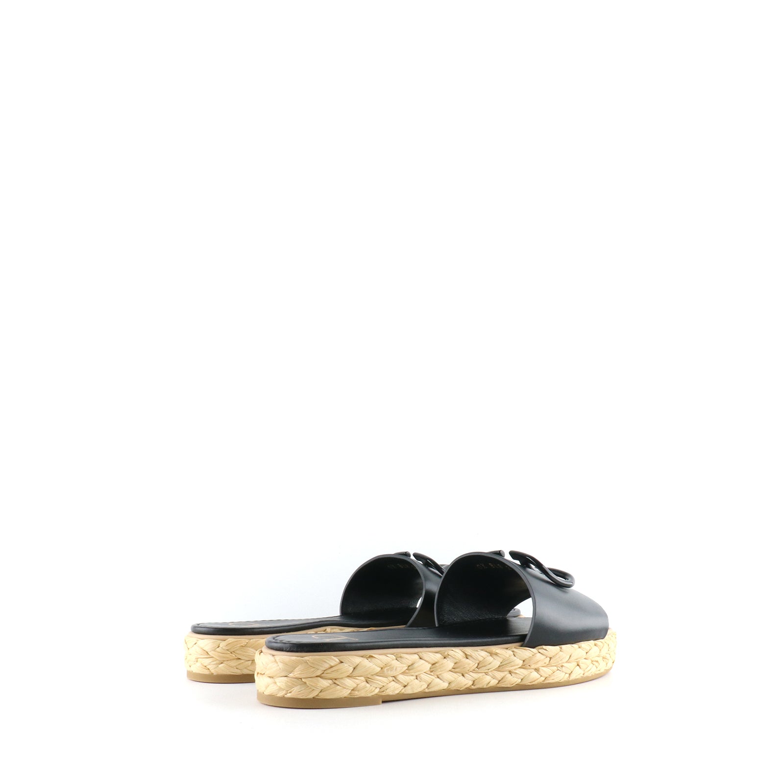 VALENTINO - Vlogo sandals in black leather (T38)