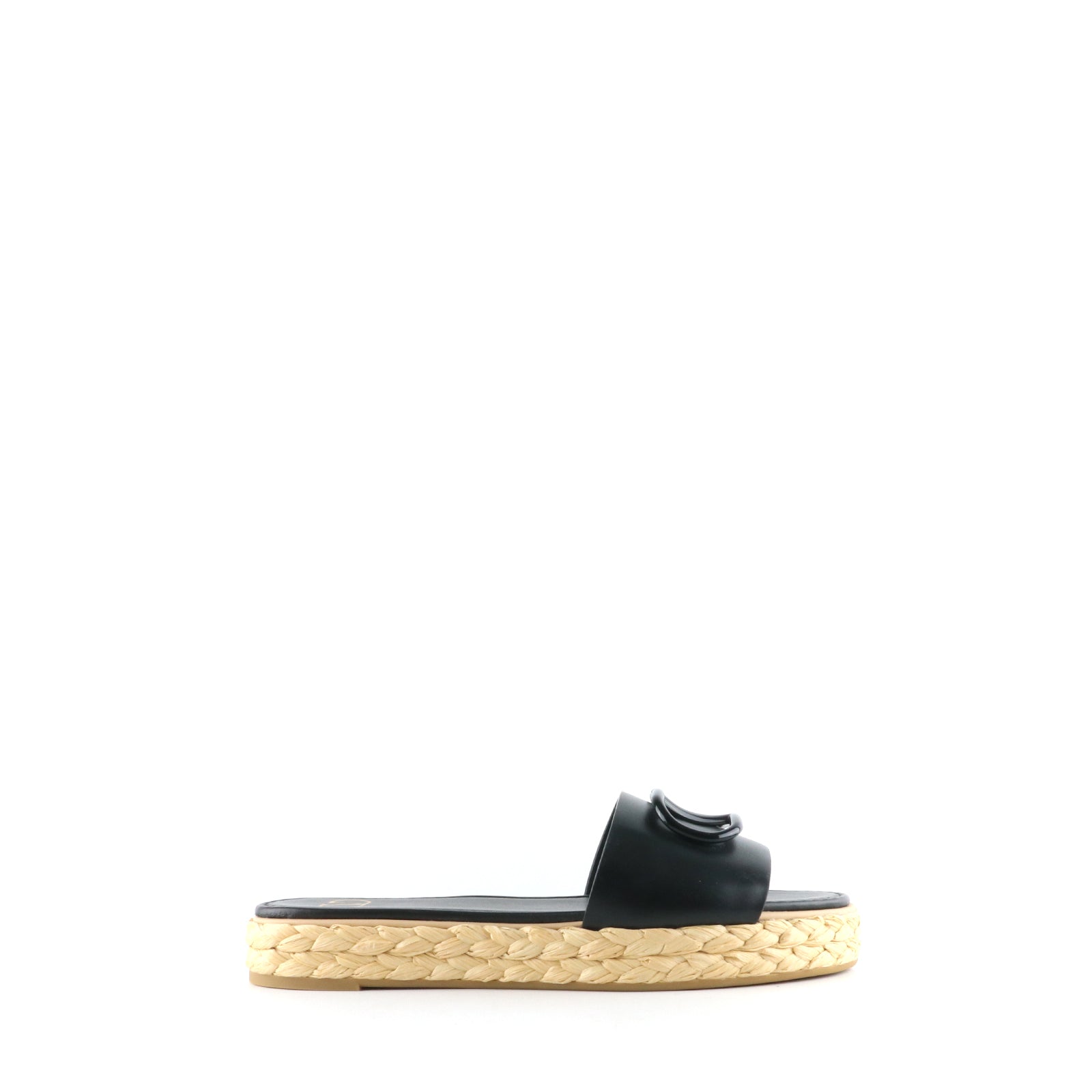 VALENTINO - Vlogo sandals in black leather (T38)