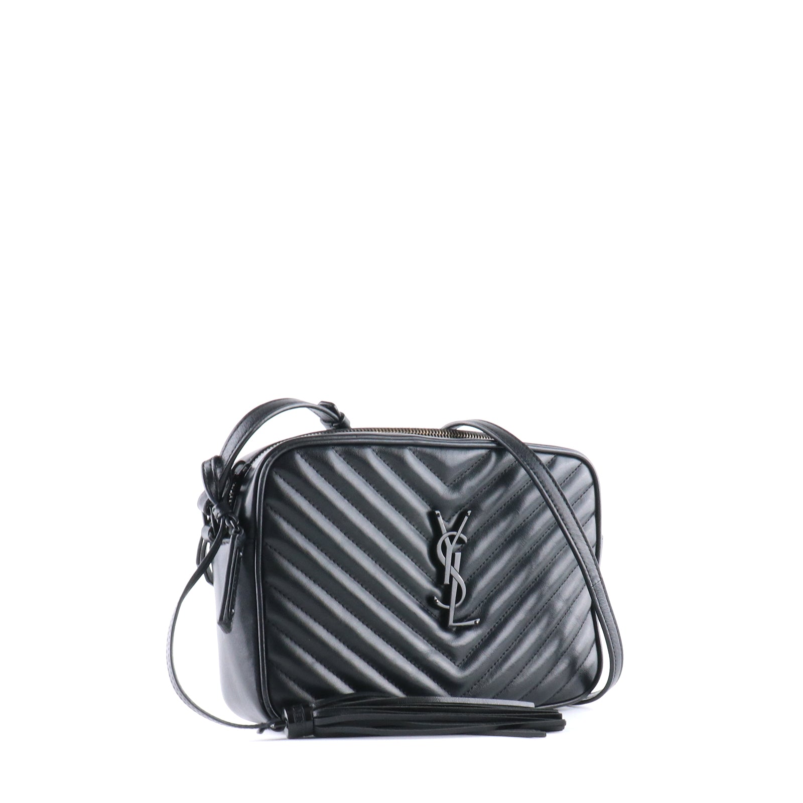 SAINT LAURENT - Sac à bandoulière Lou en cuir noir