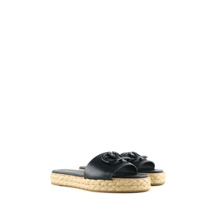 VALENTINO - Vlogo sandals in black leather (T38)