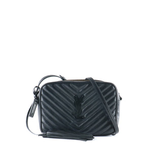SAINT LAURENT - Sac à bandoulière Lou en cuir noir