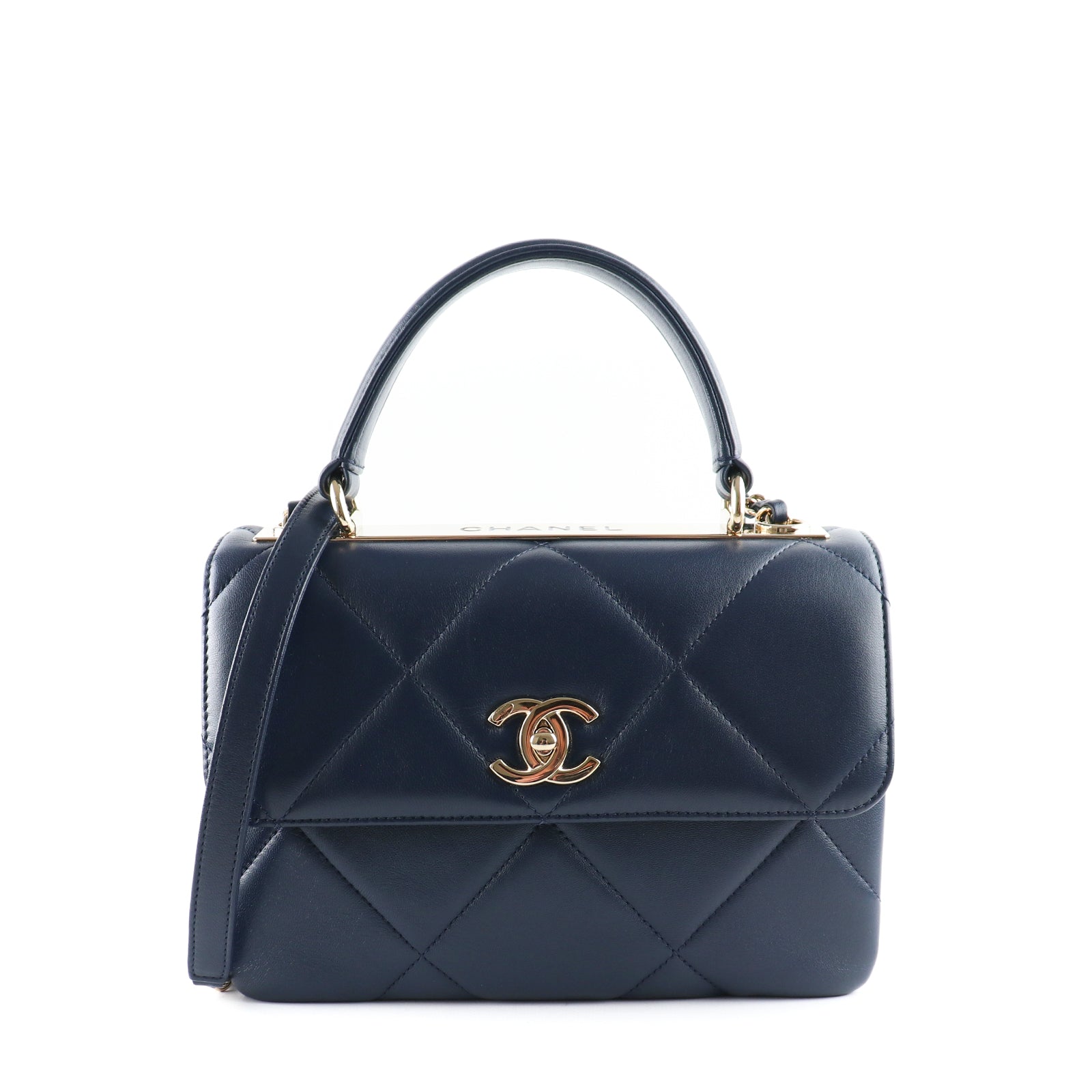 CHANEL - Sac à main Trendy CC small en cuir bleu marine