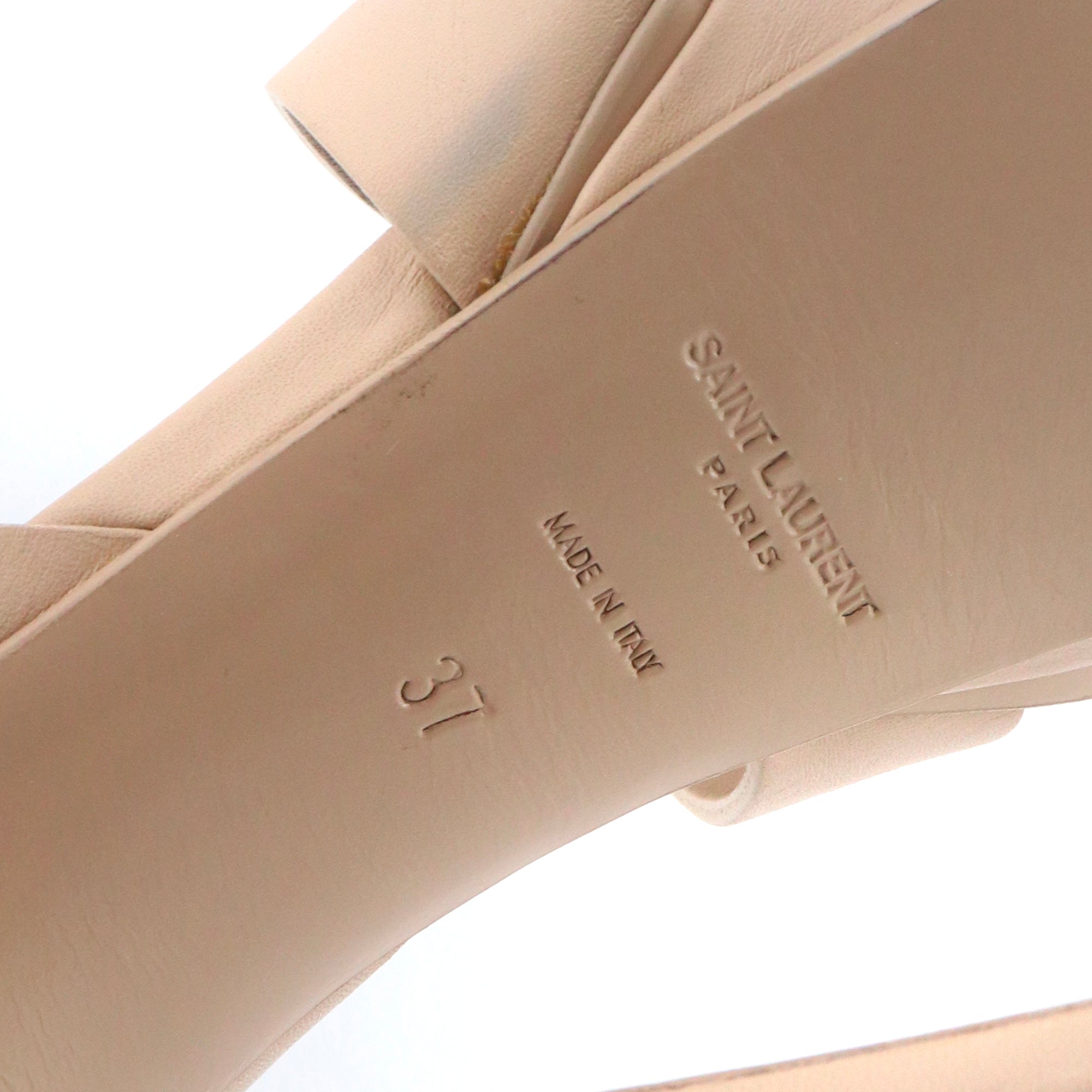 SAINT LAURENT - Sandales à plateforme Tribute Saint Laurent en cuir lisse beige (T37)