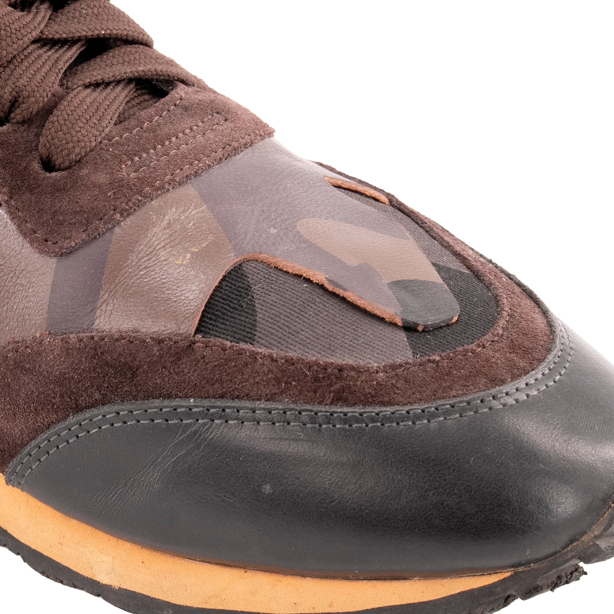 VALENTINO - Sneakers Rockrunner Valentino en toile et cuir marron camouflage (T42)