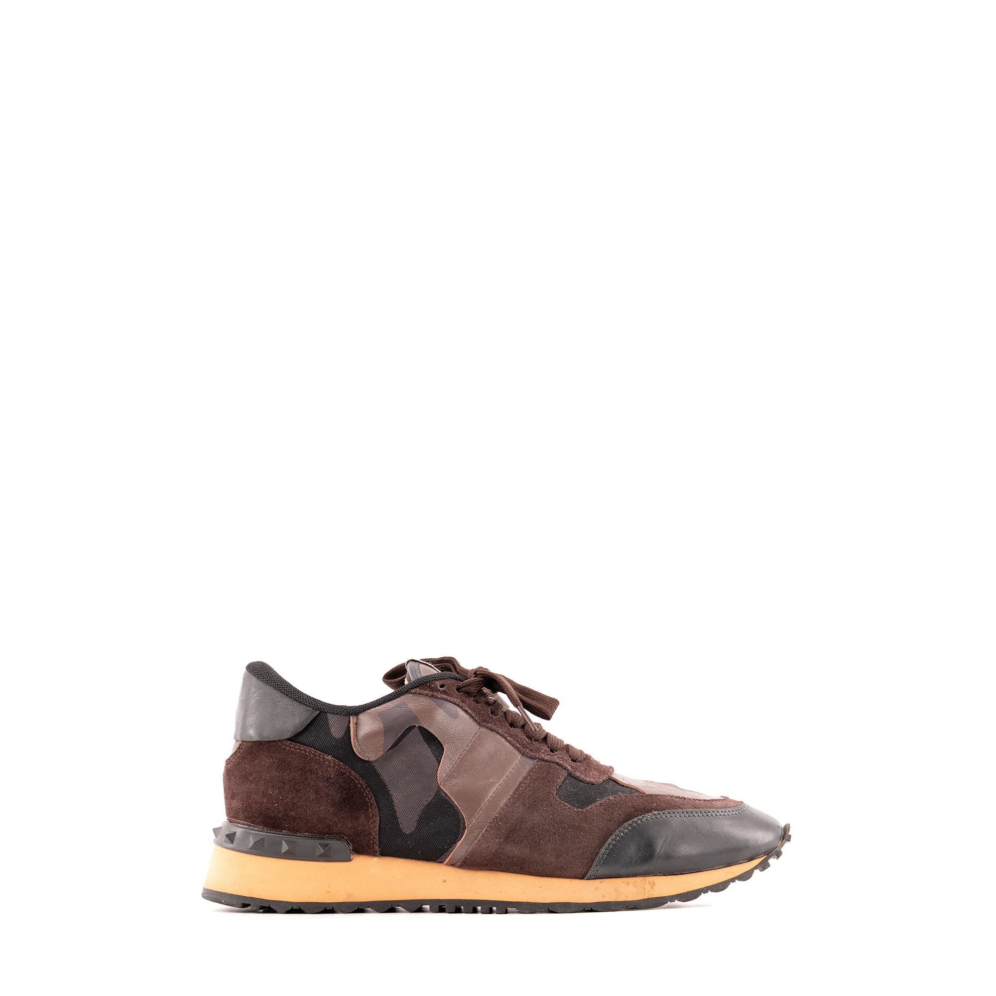 VALENTINO - Sneakers Rockrunner Valentino en toile et cuir marron camouflage (T42)