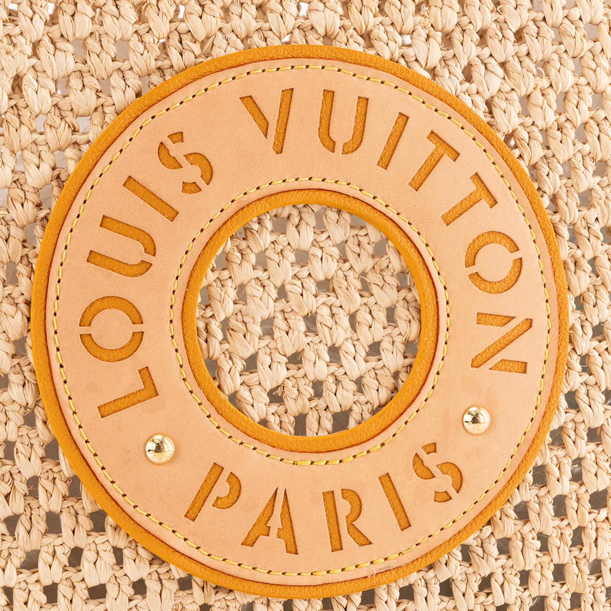 LOUIS VUITTON - Sac cabas Onthego MM Louis Vuitton en paille et cuir naturel