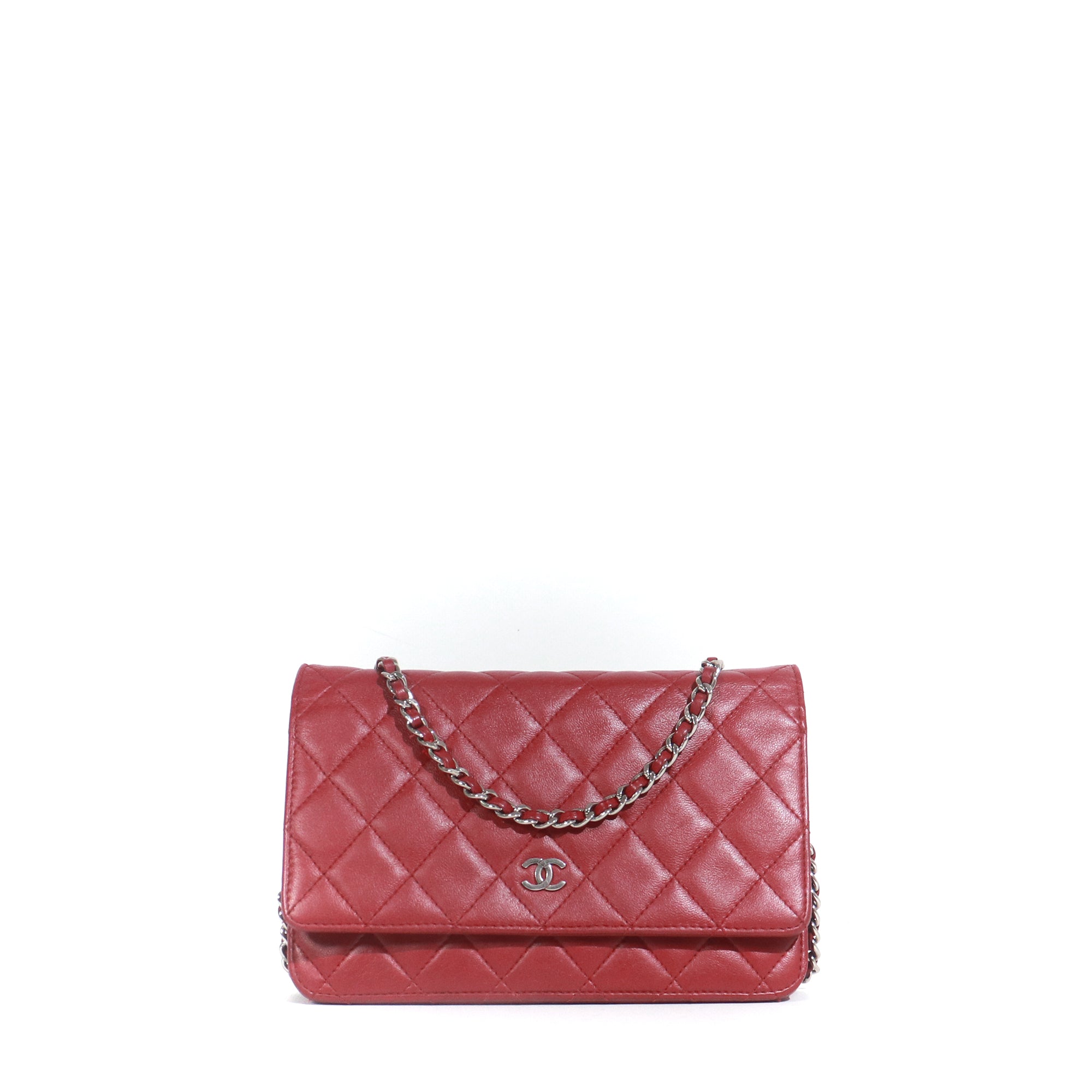 CHANEL - Sac Wallet On Chain Timeless en cuir lisse rouge bordeaux